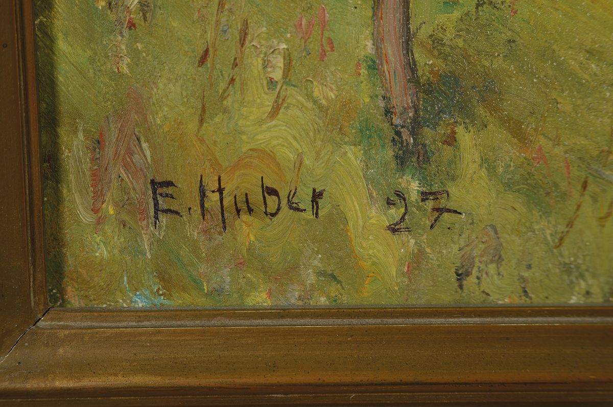 Detail a: Ernst Huber, 1895-1960 Wien, belegte Kurse an der Kunstgewerbeschule Wien, Mitglied des Sonderbundes und der Wiener Secession, hier: "Zell am ...