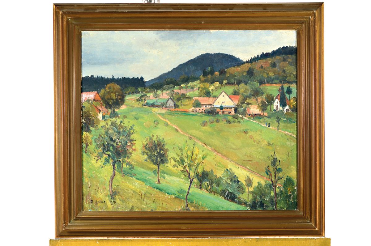 Detail k: Ernst Huber, 1895-1960 Wien, belegte Kurse an der Kunstgewerbeschule Wien, Mitglied des Sonderbundes und der Wiener Secession, hier: "Zell am ...