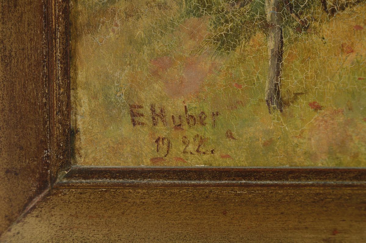 Detail a: Ernst Huber, 1895 - 1960 Wien, belegte Kurse an der Kunstgewerbeschule Wien, Mitglied des Sonderbundes und der Wiener Secession, hier: herbstliche ...