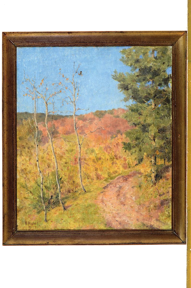 Detail k: Ernst Huber, 1895 - 1960 Wien, belegte Kurse an der Kunstgewerbeschule Wien, Mitglied des Sonderbundes und der Wiener Secession, hier: herbstliche ...