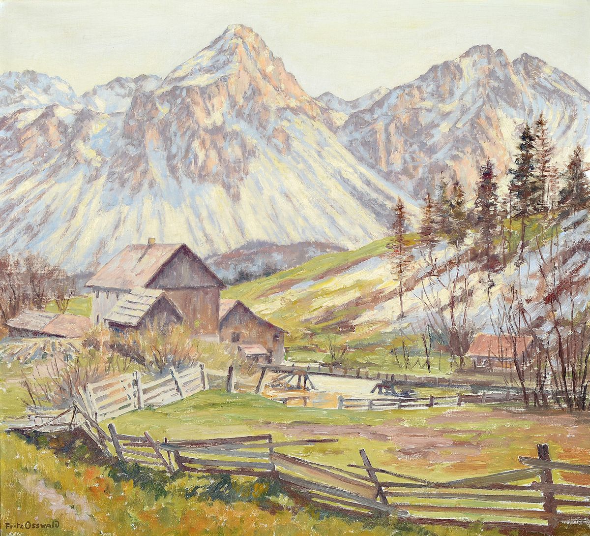 Fritz Osswald, 1878 Zürich - 1966 Starnberg, schweizer Landschaftsmaler, Studium an der Akademie München bei Gysis und Diez, 1913 an die ...