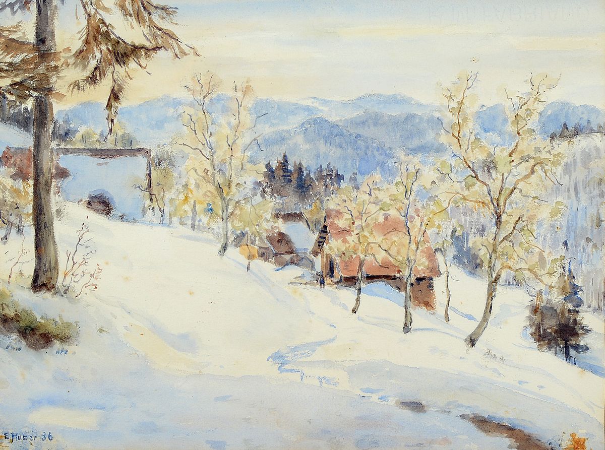 Ernst Huber, 1895 - 1960 Wien, belegte Kurse an der Kunstgewerbeschule Wien, Mitglied des Sonderbundes und der Wiener Secession, hier: Aquarell auf ...