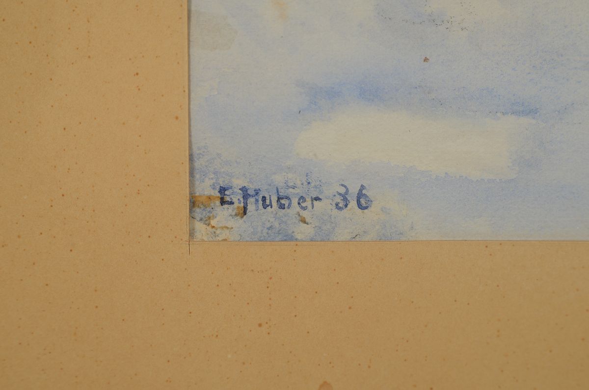 Detail a: Ernst Huber, 1895 - 1960 Wien, belegte Kurse an der Kunstgewerbeschule Wien, Mitglied des Sonderbundes und der Wiener Secession, hier: Aquarell auf ...