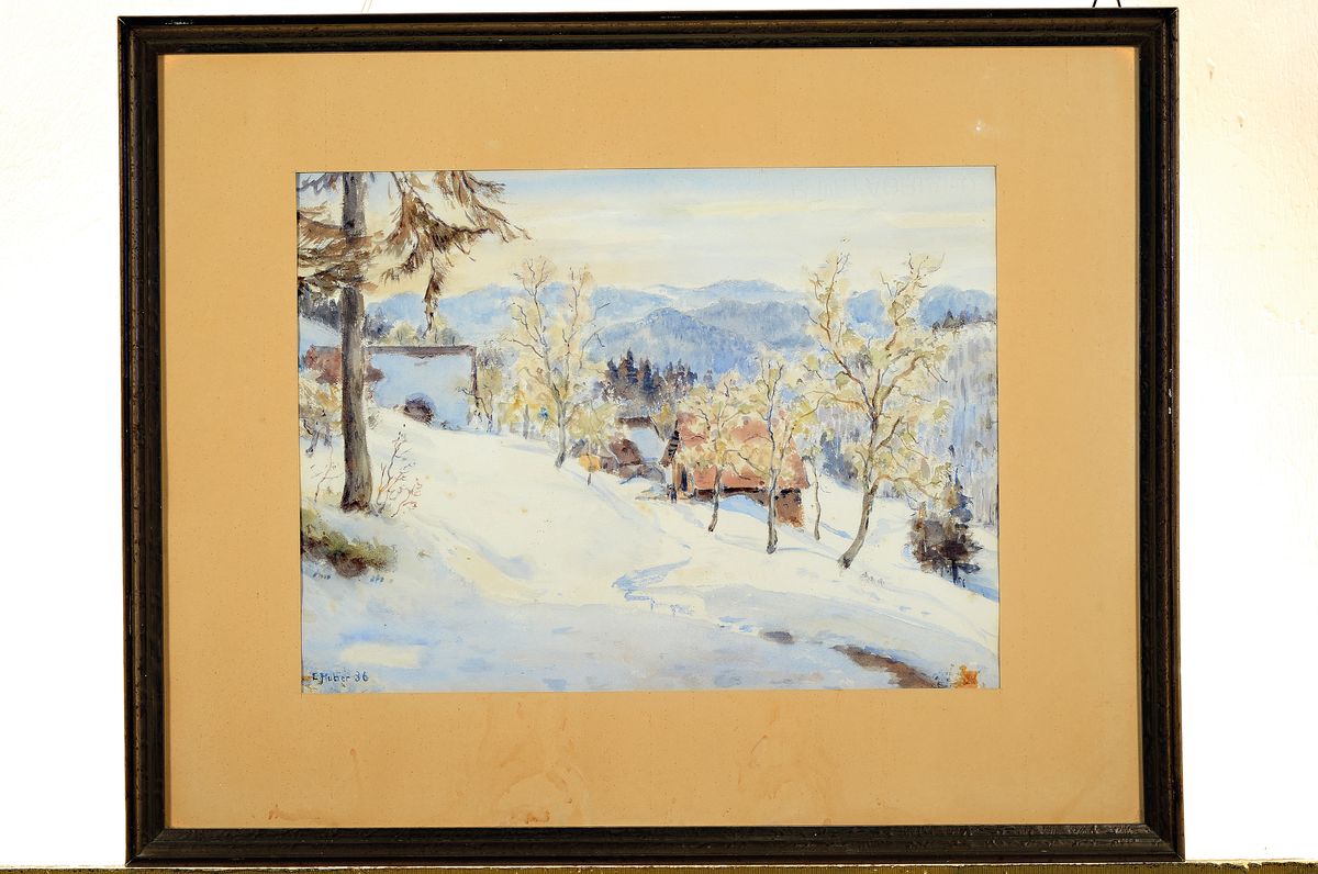 Detail k: Ernst Huber, 1895 - 1960 Wien, belegte Kurse an der Kunstgewerbeschule Wien, Mitglied des Sonderbundes und der Wiener Secession, hier: Aquarell auf ...