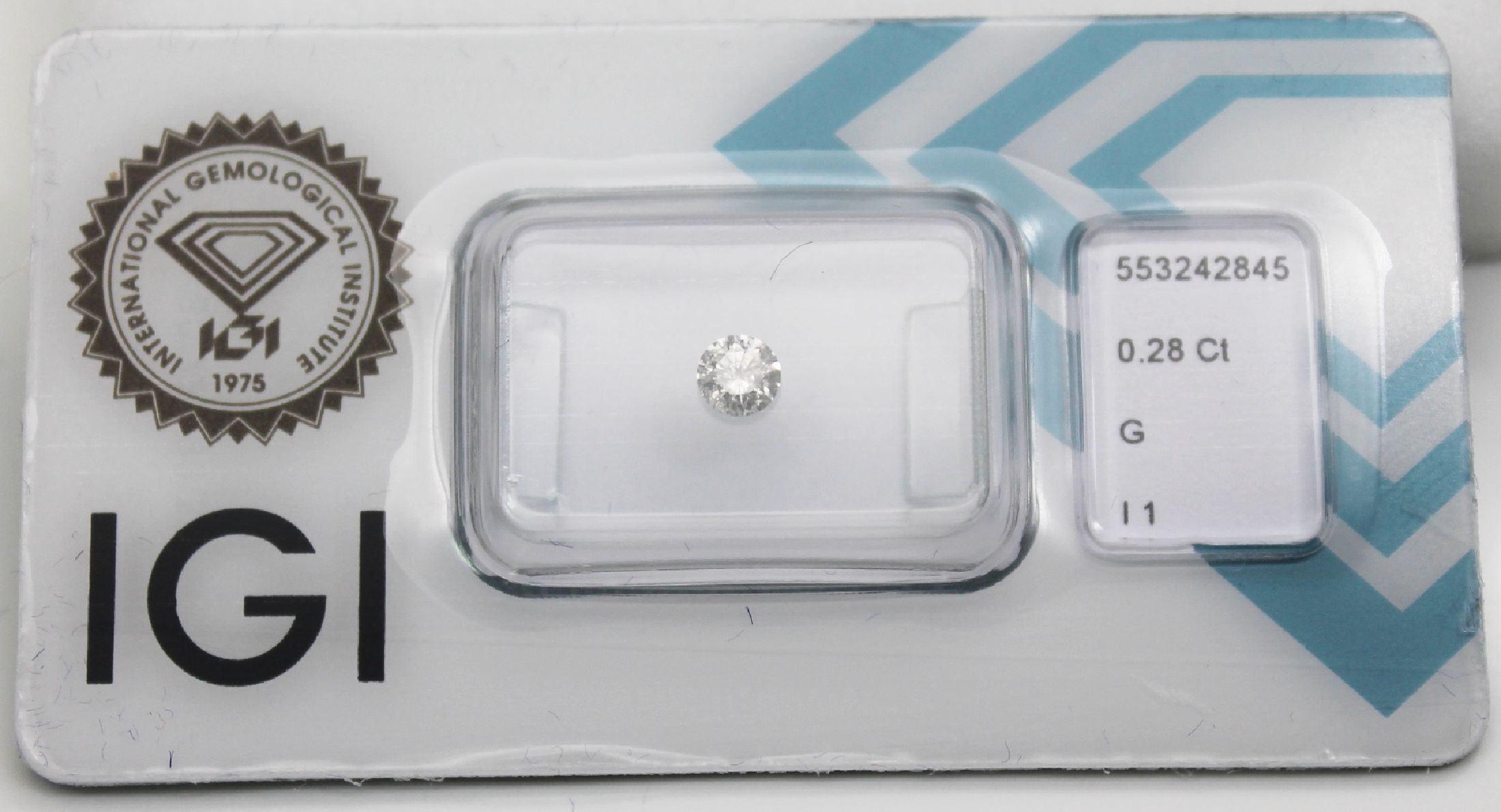 Detail a: Brillant 0.28 ct feines Weiß G/p1, verschweißt, IGI Expertise