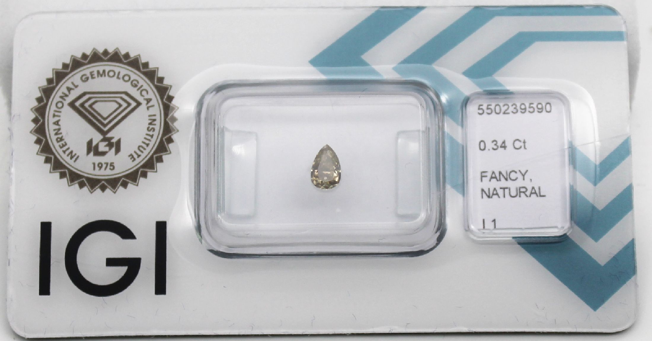 Diamant-Tropfen 0.34 ct Fancy Natural/p1, verschweißt, IGI Expertise