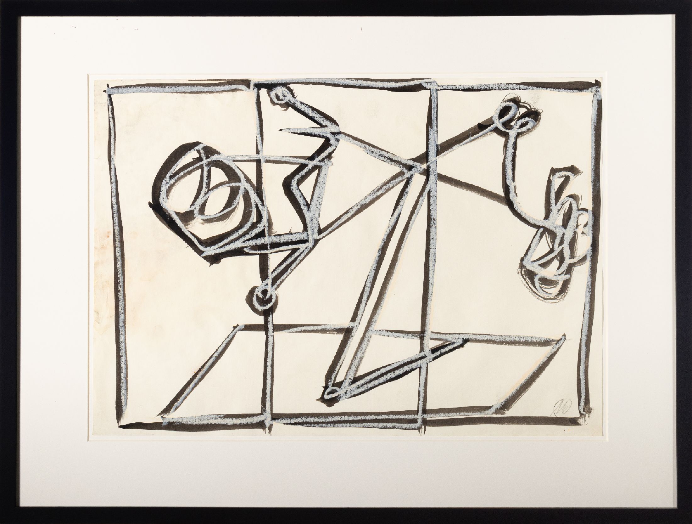 Markus Lüpertz, geb. 1941, Gouache und Tusche auf geripptem Büttenpapier,monogrammiert, seitlich mit Feuchtigkeits- schaden, 43 x 61 cm, unter ...