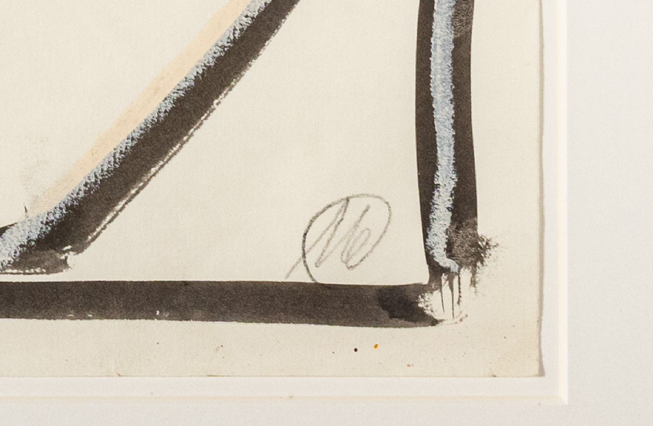Detail a: Markus Lüpertz, geb. 1941, Gouache und Tusche auf geripptem Büttenpapier,monogrammiert, seitlich mit Feuchtigkeits- schaden, 43 x 61 cm, unter ...