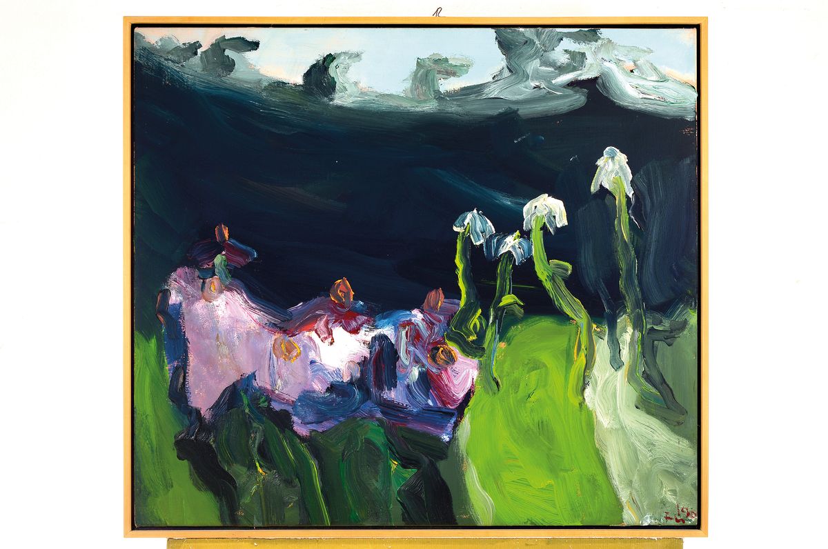 Detail k: Klaus Fußmann, geb. 1938 Velbert, "Sonnenhut und Margeriten im Garten Gelting", handsigniert, ÖL/Lwd, datiert 1990,75,5 x 85 cm, Rahmen, ...
