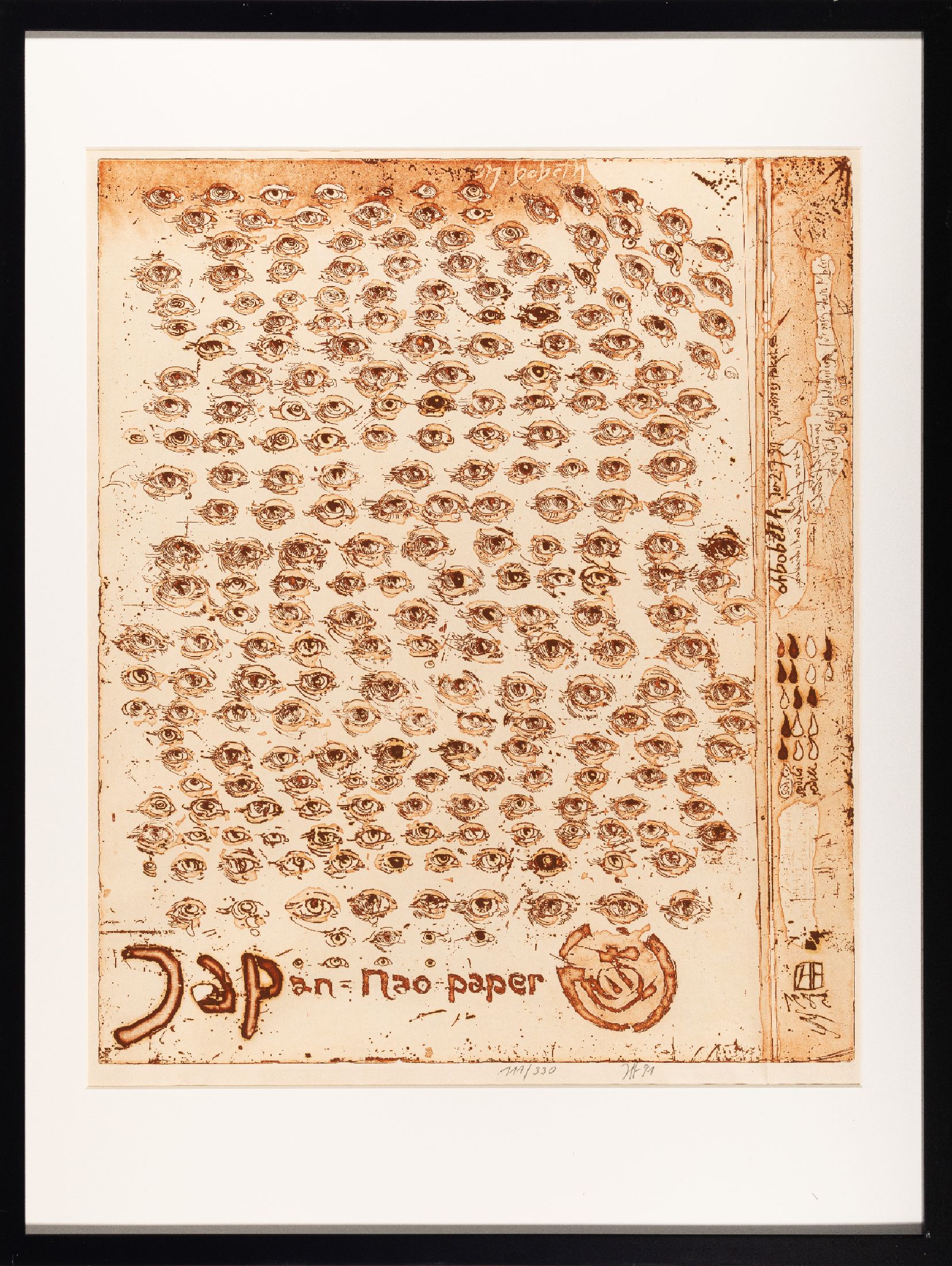 Horst Janssen, 1929 - 1995, farbige Radierung auf feinem Japanpapier, handsigniert, nummeriert 111/300, datiert 91, Blattgröße 62.5 x 54 cm, unter ...