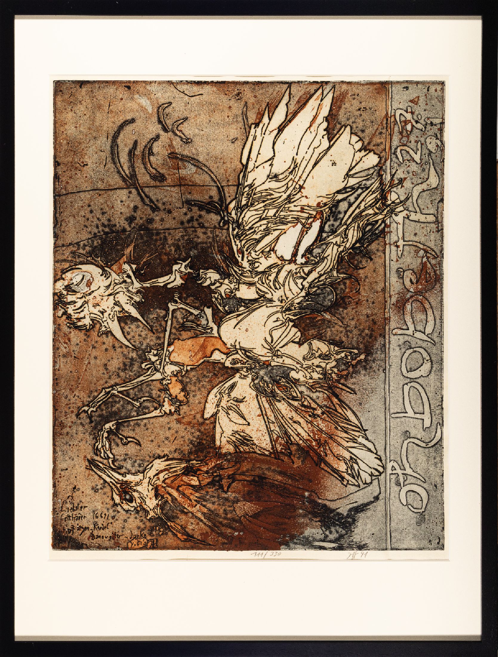 Horst Janssen, 1929 - 1995, farbige Radierung auf feinem Japanpapier, handsigniert, nummeriert 111/300, datiert 91, Blattgröße 62.5 x 54 cm, unter ...