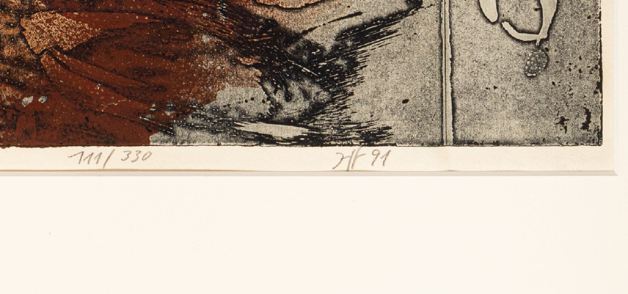 Detail a: Horst Janssen, 1929 - 1995, farbige Radierung auf feinem Japanpapier, handsigniert, nummeriert 111/300, datiert 91, Blattgröße 62.5 x 54 cm, unter ...