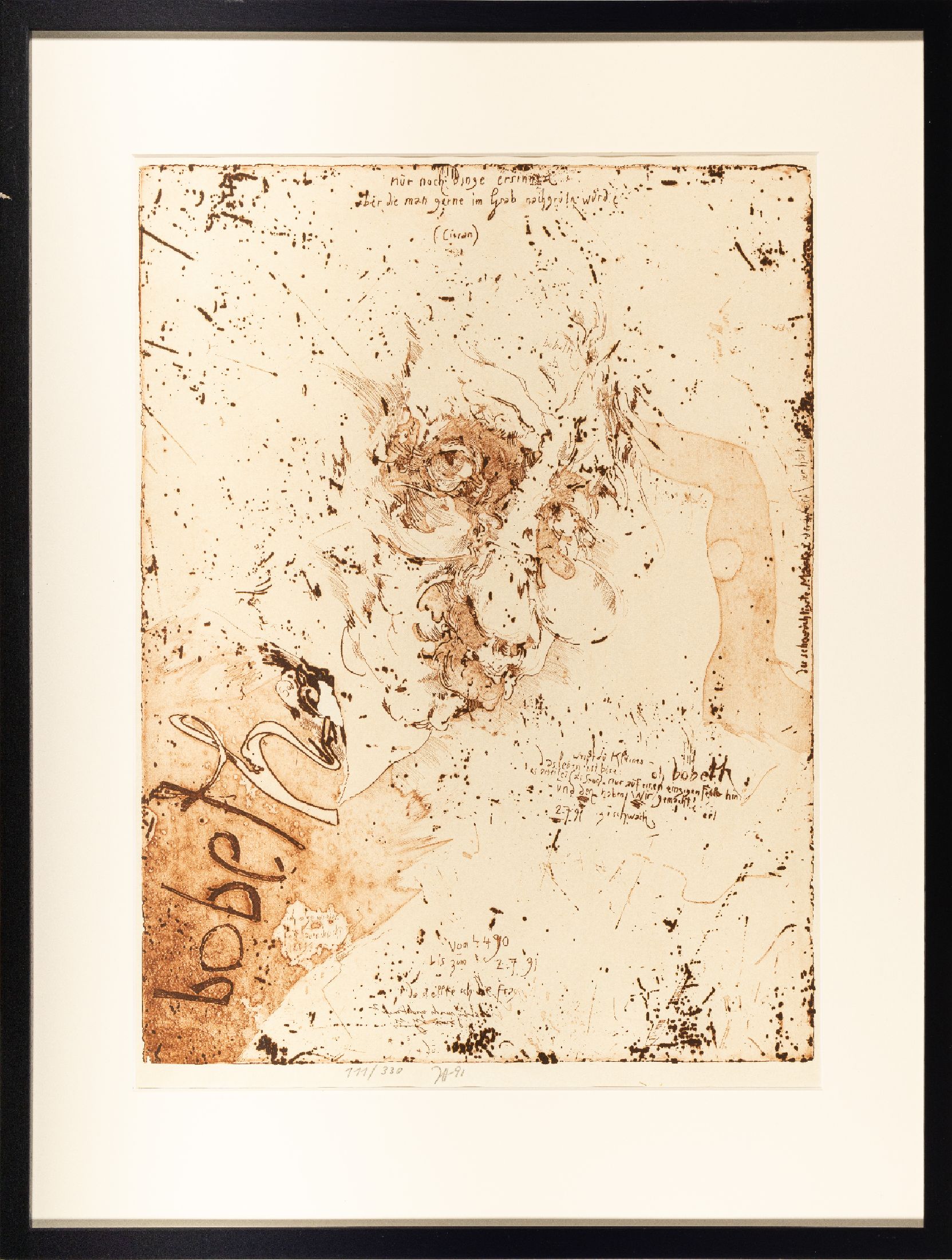 Horst Janssen, 1929 - 1995, farbige Radierung auf feinem Japanpapier, handsigniert, nummeriert 111/300, datiert 91, Blattgröße 62.5 x 54 cm, unter ...