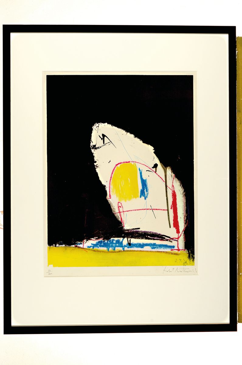 Detail k: Robert Motherwell, 1995 - 1991, Collotypie, Pochoir auf Arches-Papier, "Capriccio", aus 1991, Blattgr. 51x 39 cm, unten links mit Bleistift ...