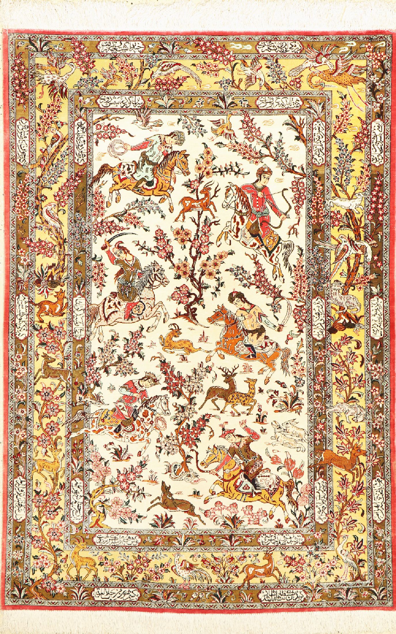 Ghom Seide fein, Persien, ca. 40 Jahre, reine Naturseide, ca. 152 x 104 cm, EHZ: 1