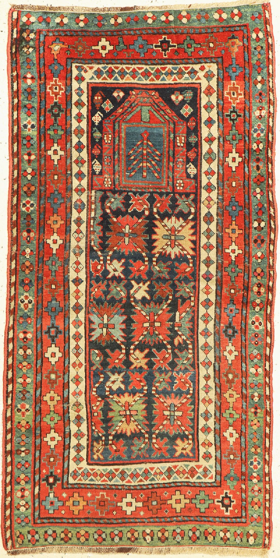 Antiker Schirwan Gebetsteppich, Kaukasus, 19.Jhd, Wolle auf Wolle, ca. 160 x 80 cm, EHZ:3