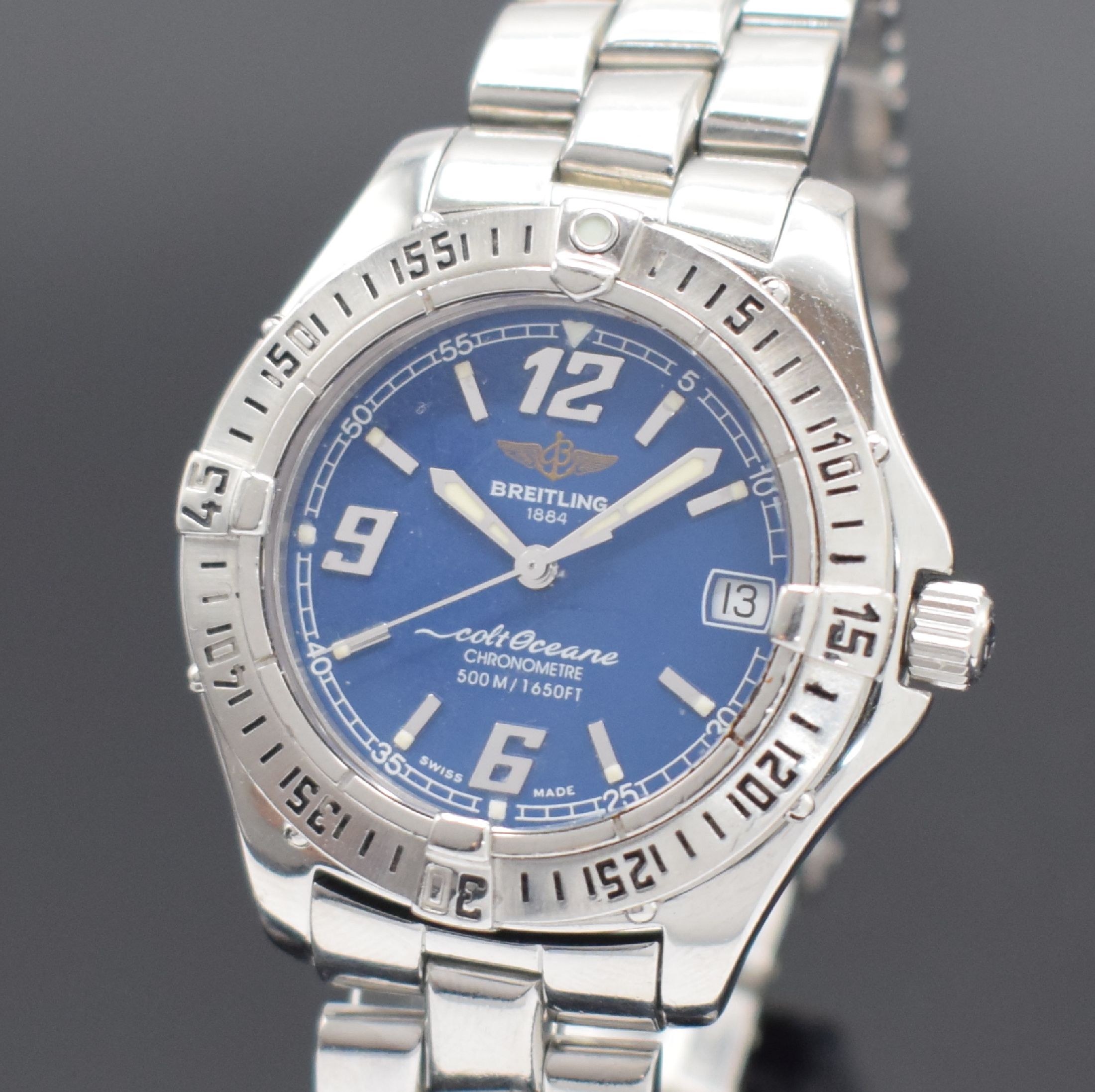 Detail a: BREITLING Damenarmbanduhr Colt Oceane Referenz A57350, Chronometer in Edelstahl inkl. orig. Gliederband m. Faltschl., Boden & Krone verschr., ab ...