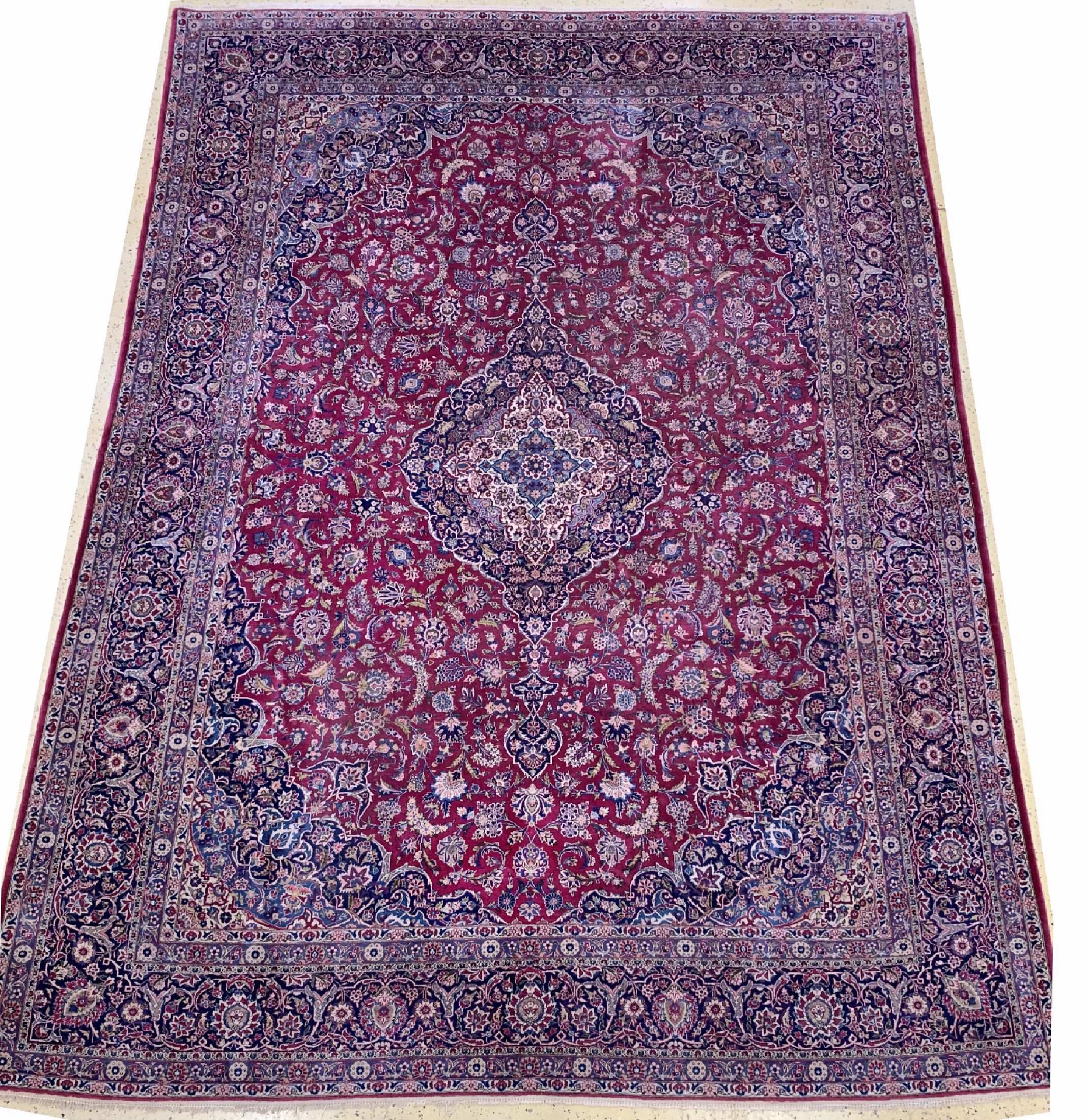Keschan Kork fein, Persien, um 1940, Korkwolle, ca. 440 x 314 cm, EHZ: 2-3, reinigungsbedürftig.