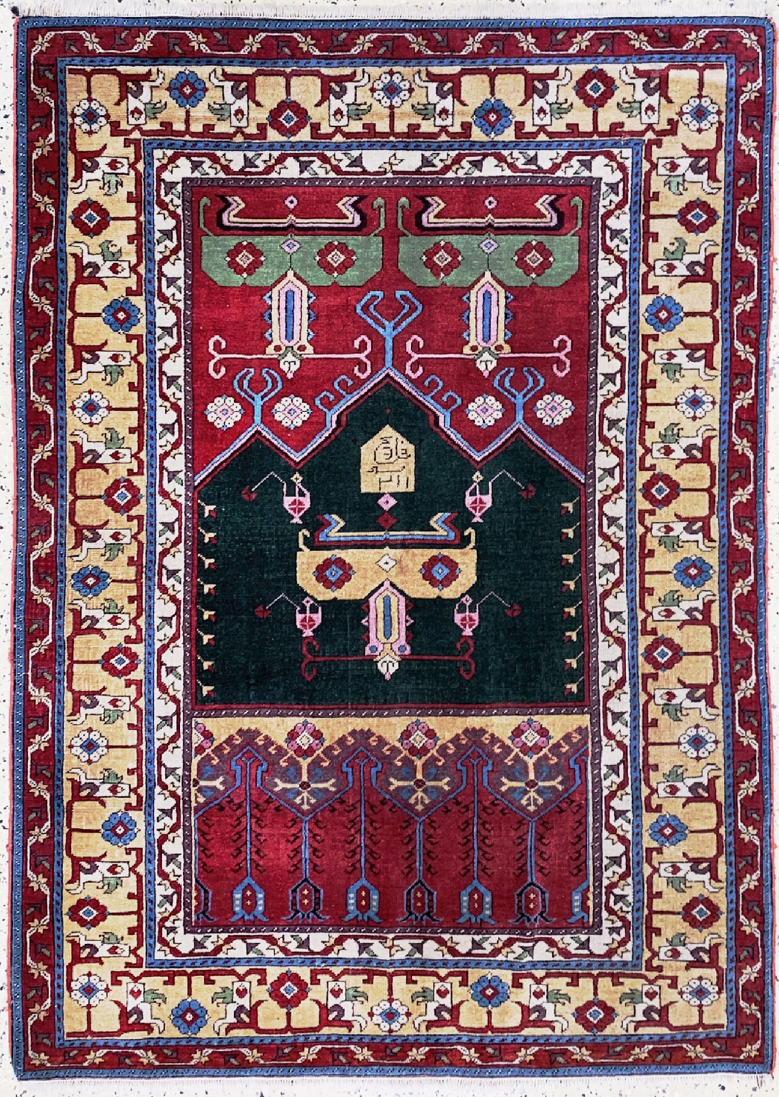 Tulpen Ladik, Türkei, um 1930/1940, Wolle auf Wolle, ca. 182 x 130 cm, EHZ: 2(guter gesamtzustand)