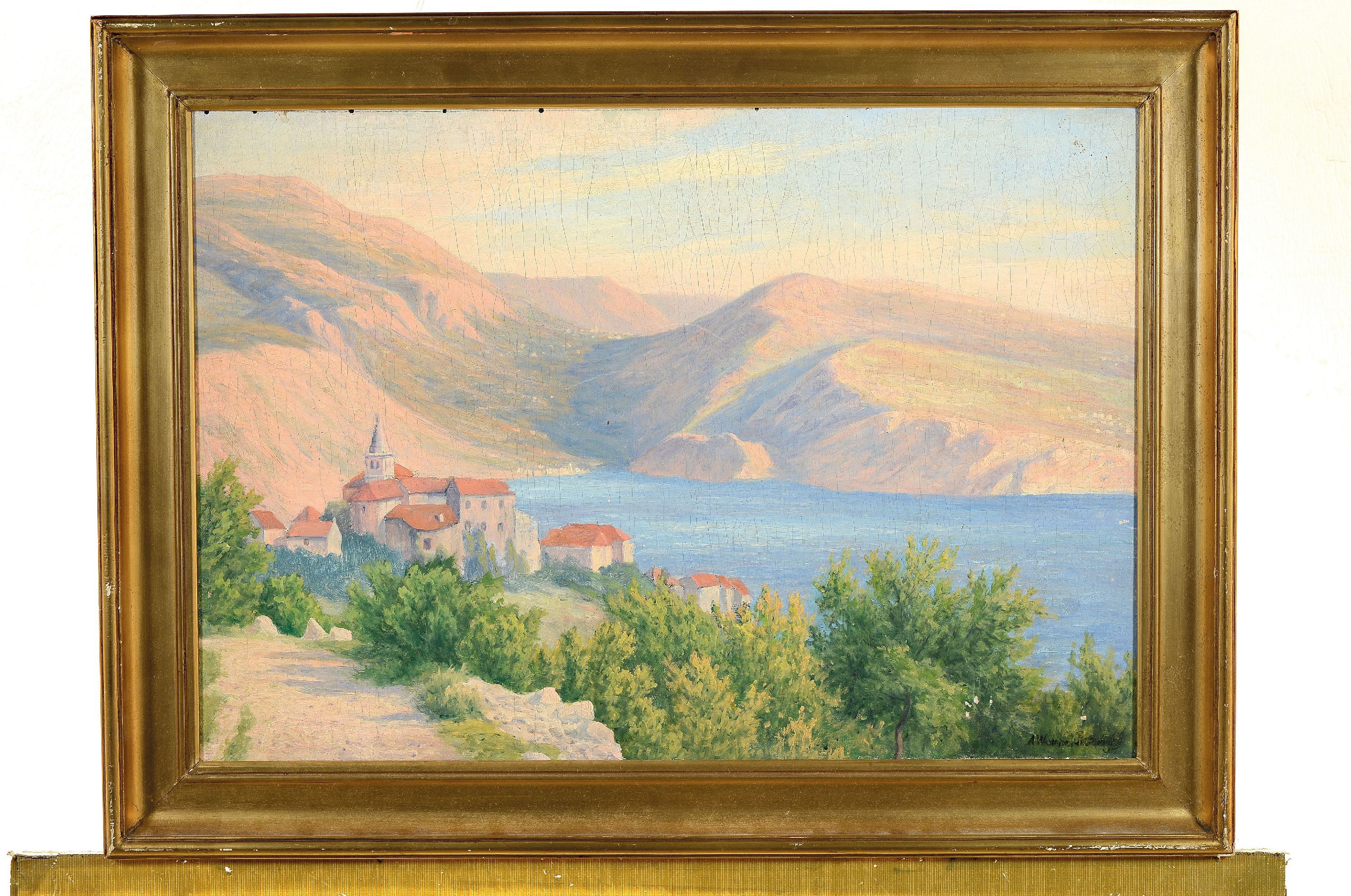Detail k: A. Werner Parsberg, dänischer Maler des 19./20. Jh., 2 Gemälde in Öl/Lwd, beide rechts unten signiert, 1x Landschaft in Dalmatien, 1x ...