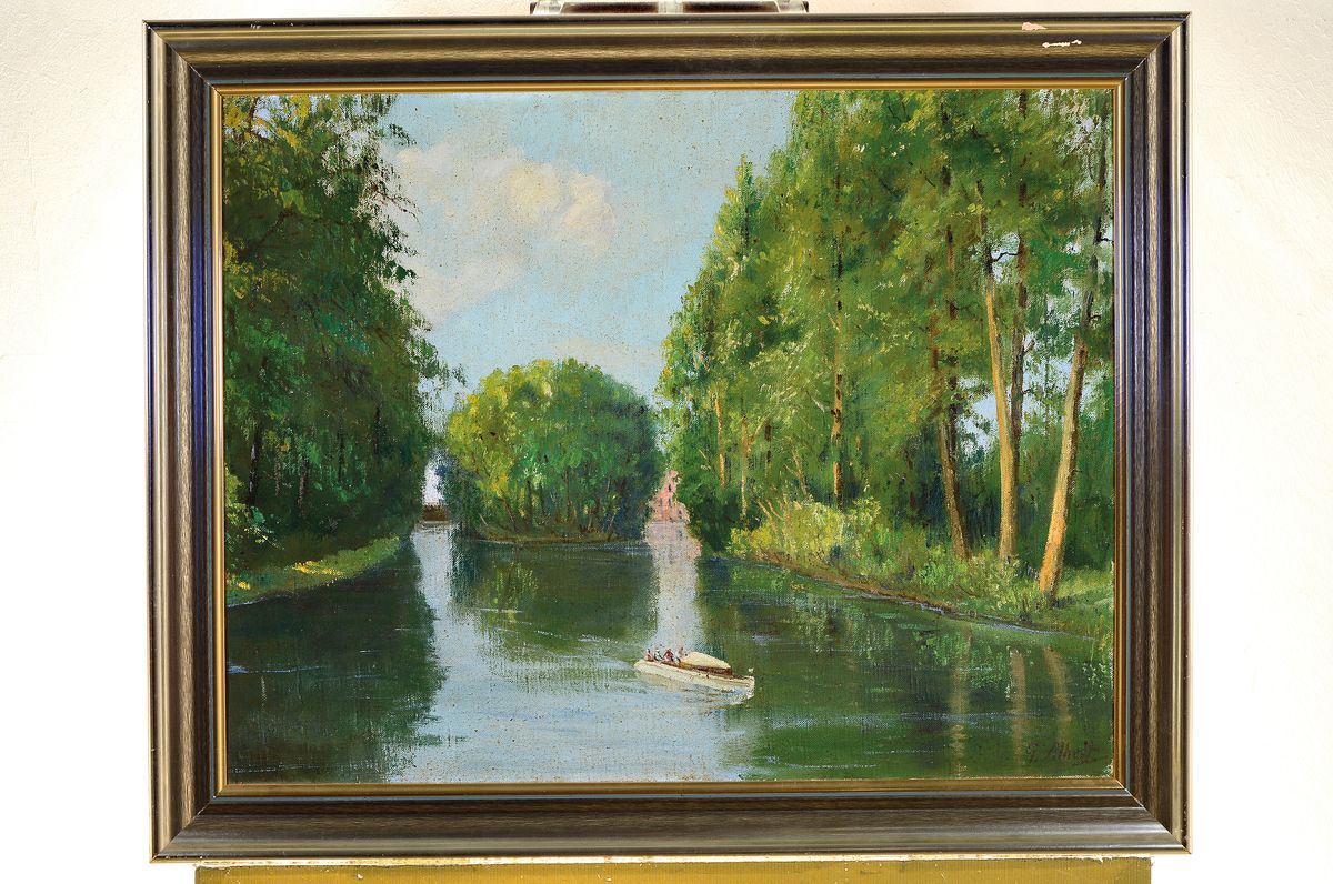 Detail k: Gustav Albert (eigentl. Gustaf Albert Andersson), 1866-1905, Bootsausflug, Öl/Lwd, rechts unten sign., ca. 57x75cm, R. ca. 68x85cm