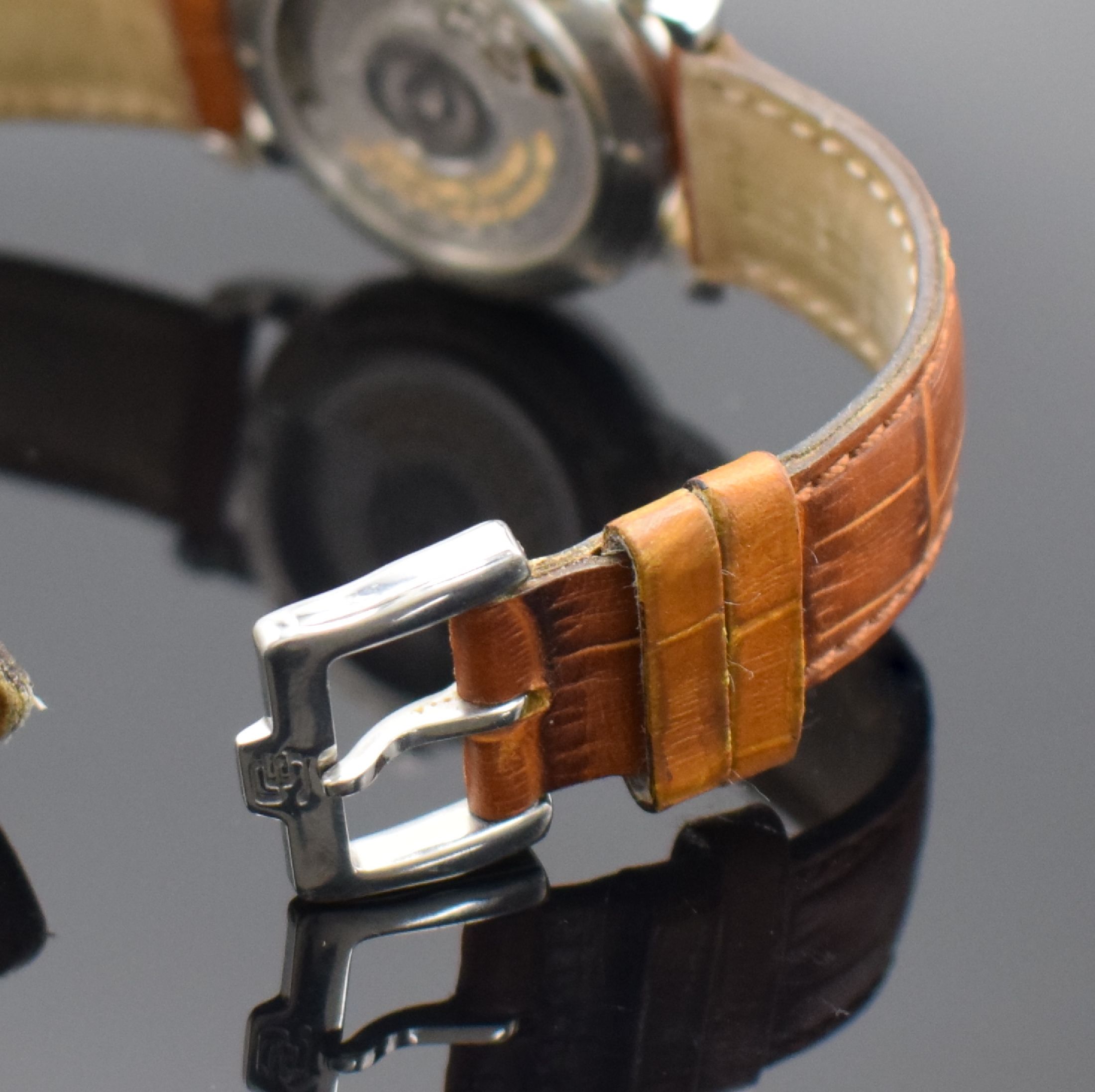 Detail b: SCHWARZ ETIENNE Herrenarmbanduhr mit Datum & Gangreserveanzeige, Schweiz um 1995, Automatik, beids. vergl. Edelstahlgeh., Boden 6-fach verschr., ...