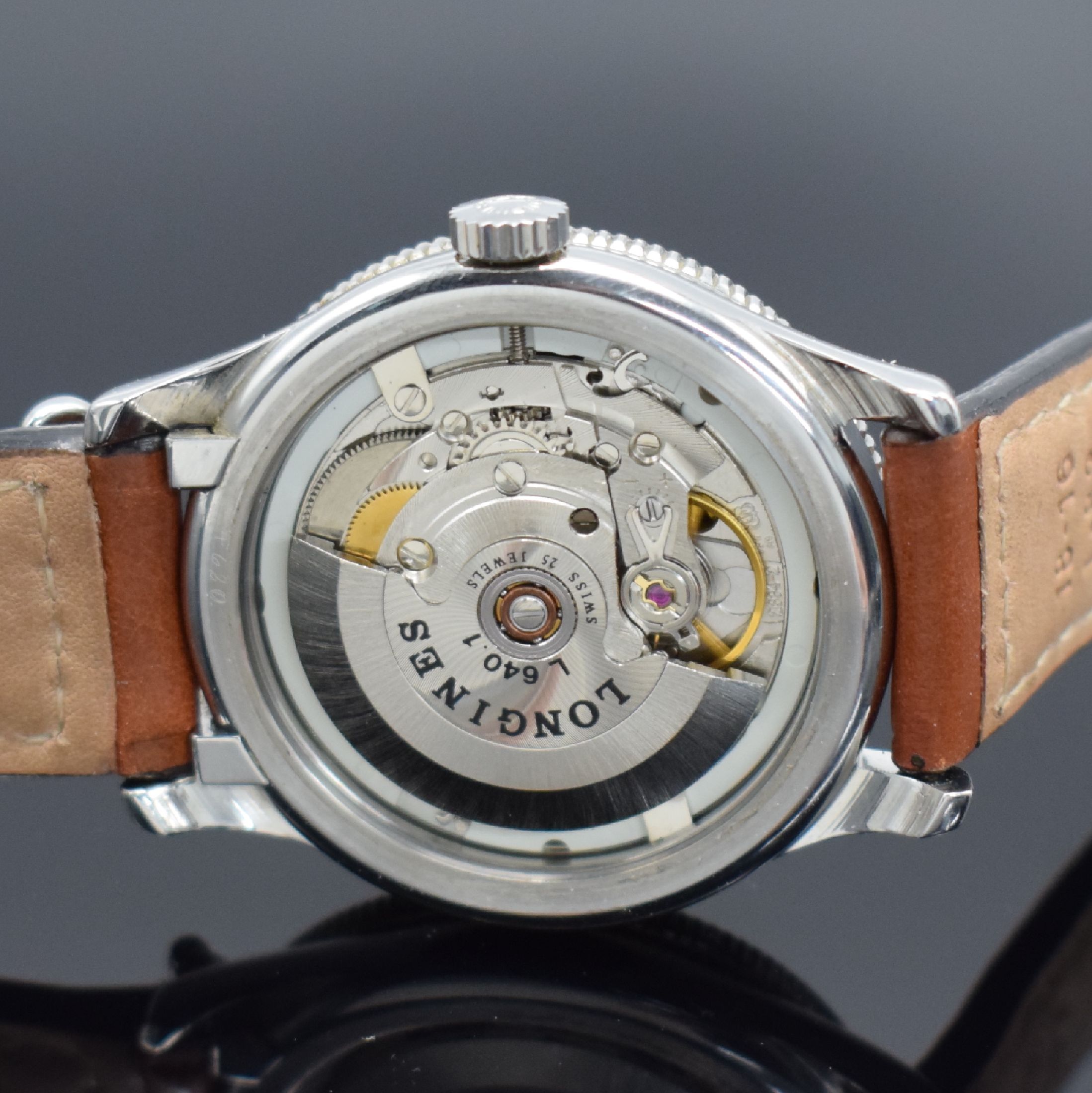 Detail d: LONGINES feine und seltene astronomische Herrenarmbanduhr Modell Ephemerides Solaire Referenz 5235, Schweiz um 1990, Automatik, hergestellt zum 100. ...