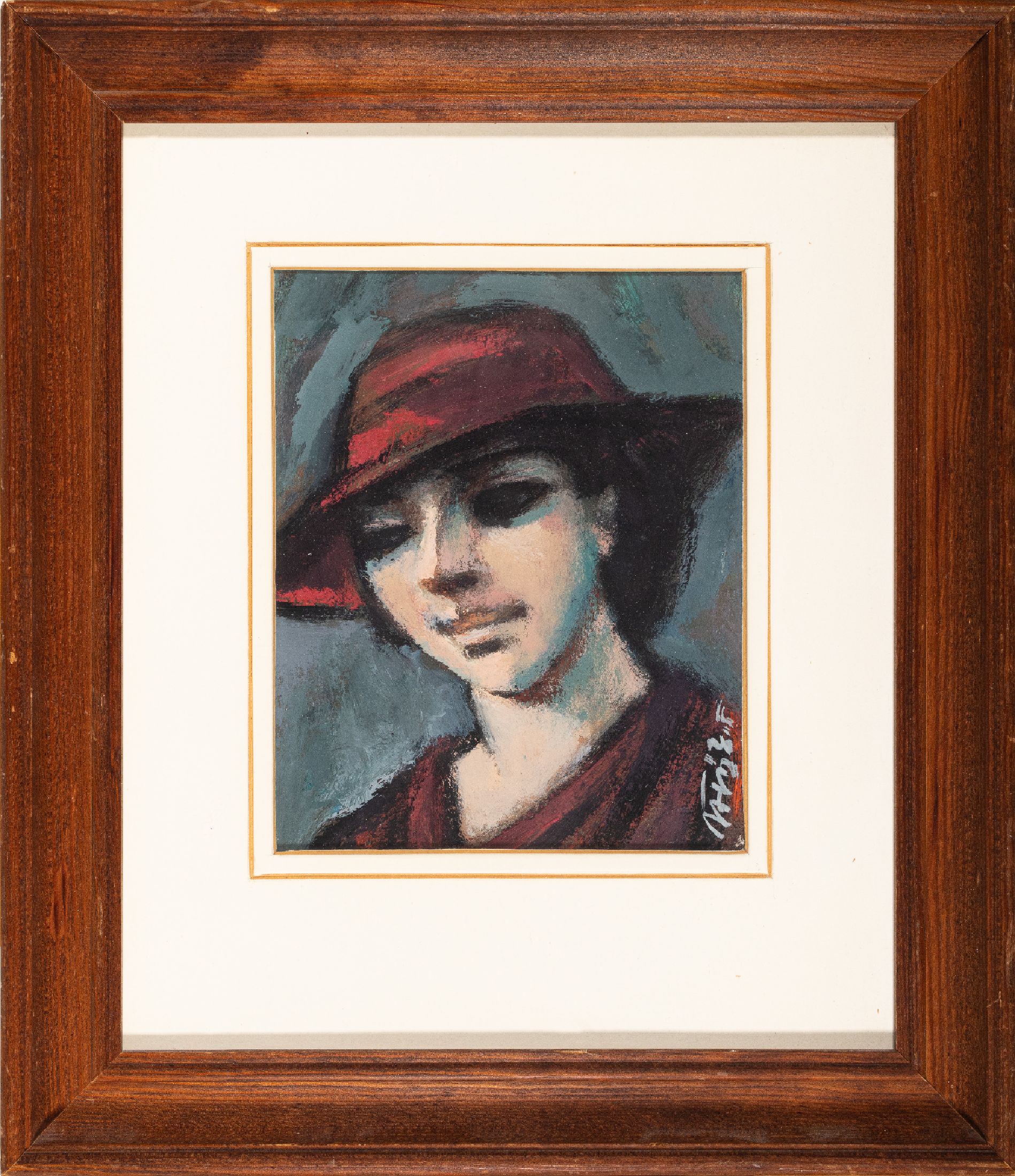 Miroslav Frybort, Frauenporträt, signiert, Öl/Papier, ca. 18.5 x 14 cm, PP., unter Glas, Rahmen: ca. 36 x 31 cm