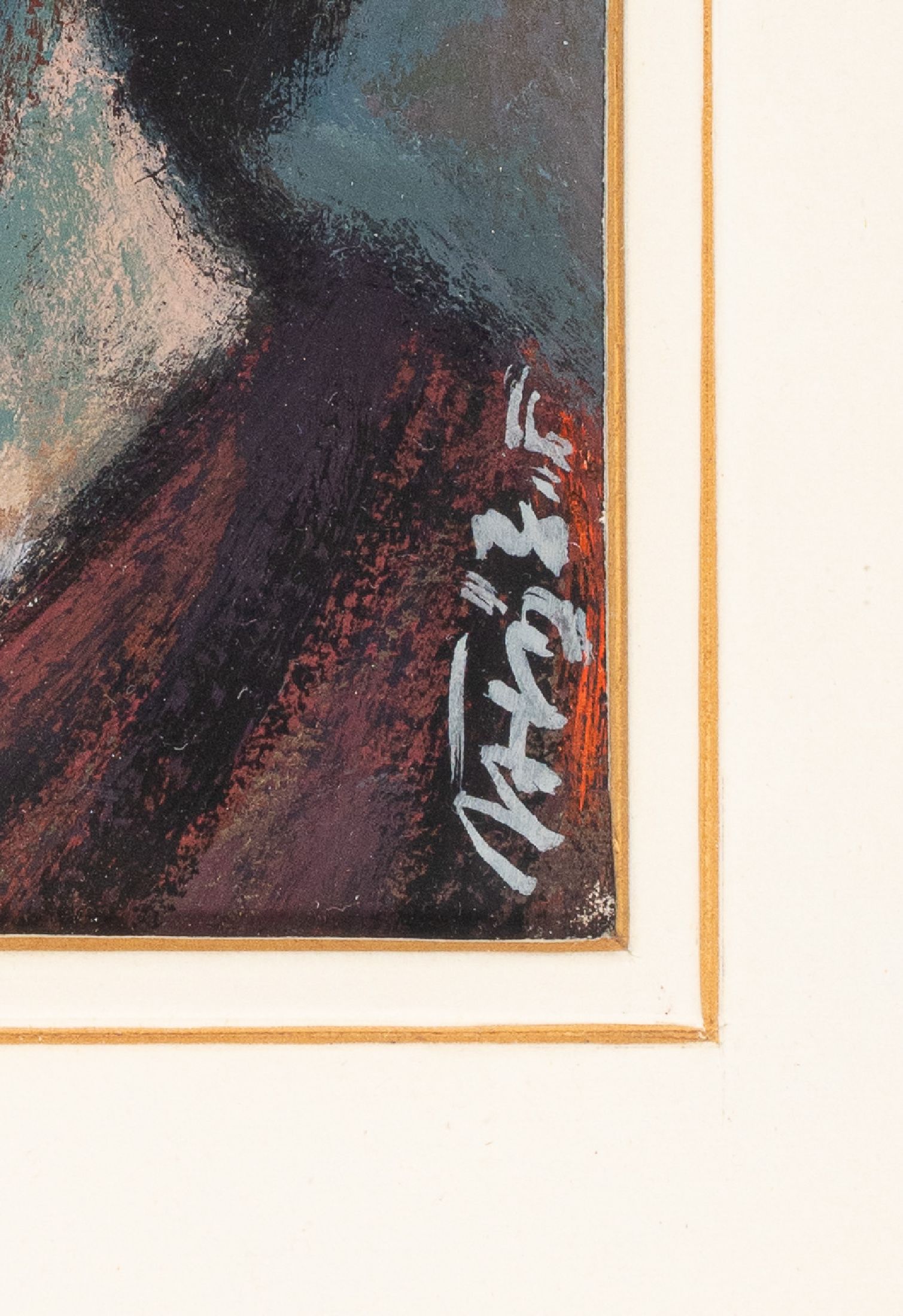 Detail a: Miroslav Frybort, Frauenporträt, signiert, Öl/Papier, ca. 18.5 x 14 cm, PP., unter Glas, Rahmen: ca. 36 x 31 cm