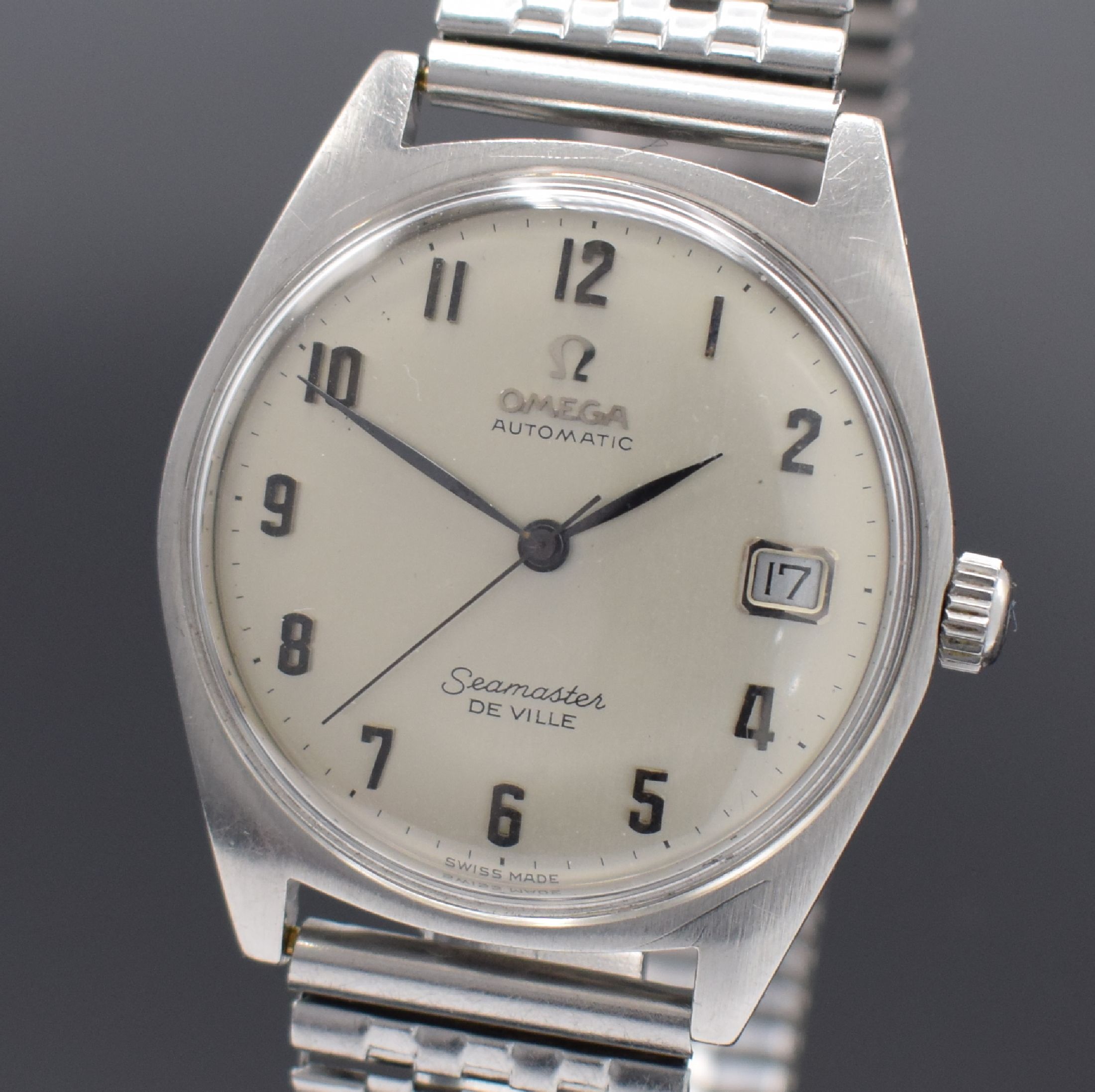 Detail a: OMEGA Seamaster De Ville Herrenarmbanduhr in Stahl Referenz 166.041, Schweiz um 1969, Automatik, neutr. Flexband, verschr. Boden, orig. Krone & Glas, ...
