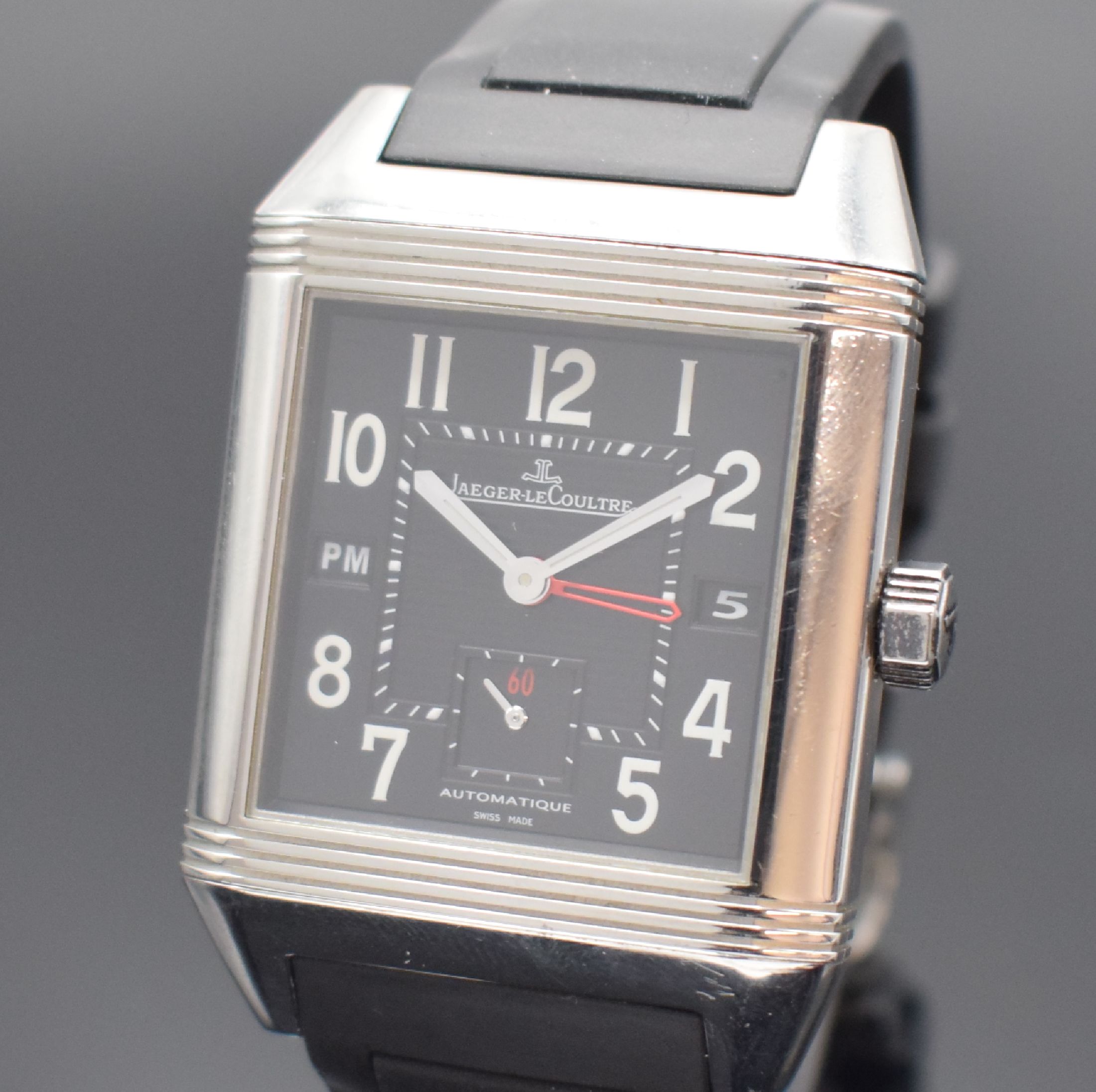 Detail a: Jaeger-LeCoultre Reverso Squadra Hometime 1000 Hours Control Herrenarmbanduhr mit 2. Zeitzone Referenz 230.8.77, Schweiz verk. lt. beil. Garantie ...