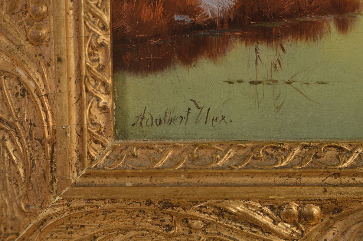 Detail a: Adalbert Wex, 1867 - 1932 München, Malunterricht bei seinem Vater dem Landschaftsmaler Willibald Wex, Studium an der Akademie München, Mitglied der ...