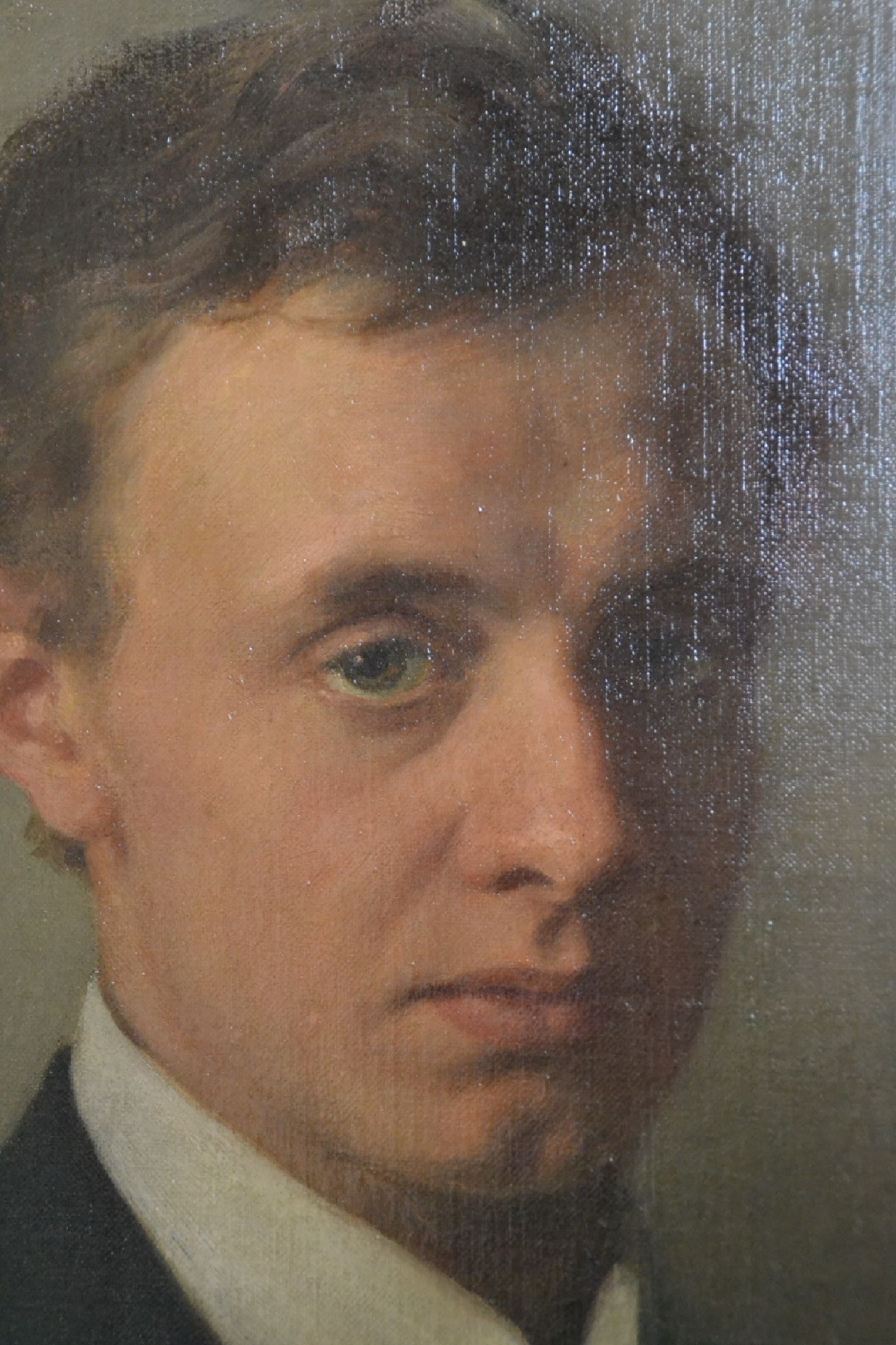 Detail k: Carl Hochhaus, 1852-1935 Berlin, Porträt eines jungen Mannes, Öl/Lwd, links oben signiert: s.l. Gustav von l.Y. C. Hochhaus 1906, mit mehreren ...