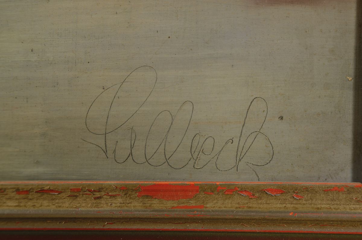 Detail a: Benedikt Salbeck, Maler des 20. Jh., Gebirgslandschaft, Öl/Hartfaser, rechts unten signiert, ca. 50x70cm, R. ca. 62x82cm