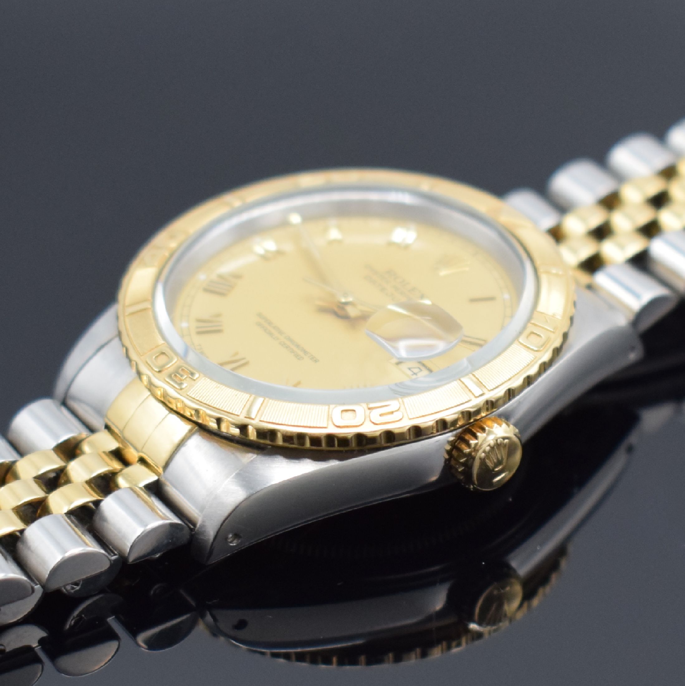 Detail c: ROLEX Herrenarmbanduhr Oyster Perpetual Datejust Turn-O-Graph "Thunderbird", Schweiz verk. lt. beil. Pap. 10/1993, Automatik, Ref. 16263, ...