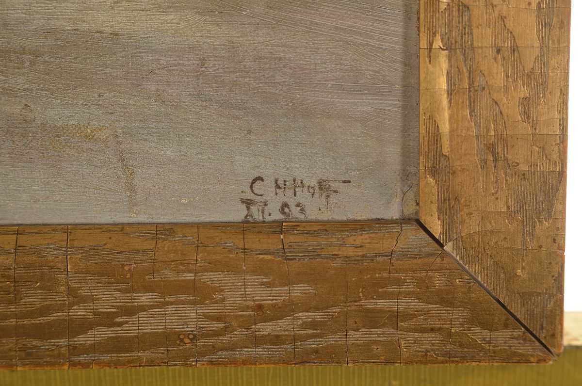 Detail a: Carl Heinrich Hoff d.J., 1866 Düsseldorf-1904 Feldberg/Schwarzwald, Sturm über Winterlandschaft, Öl/Malkarton, rechts unten signiert C.H.Hoff ...