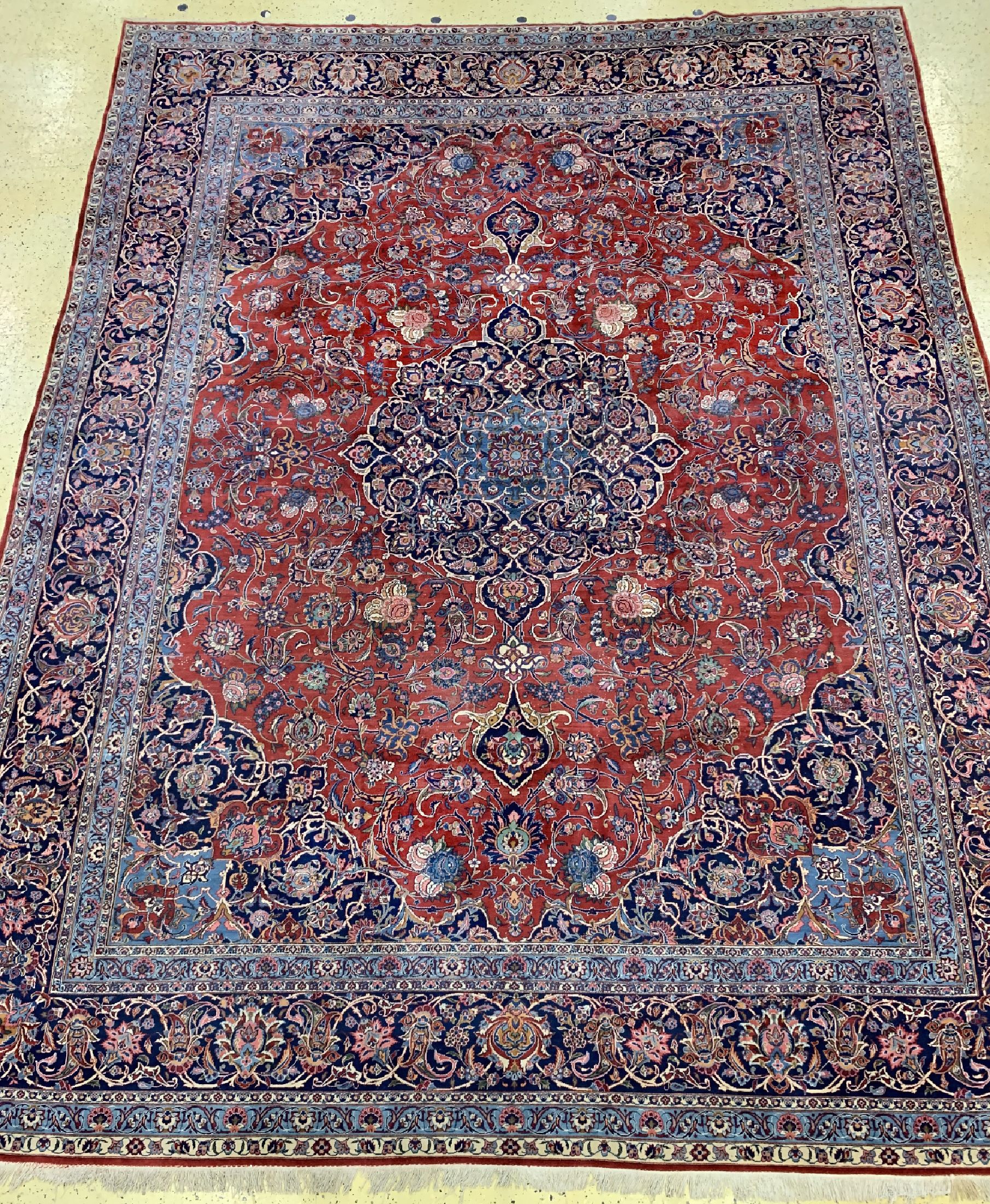 Keschan Kork alt, Persien, um 1940, Korkwolle, ca. 470 x 370 cm, EHZ: 3(Fleckig)