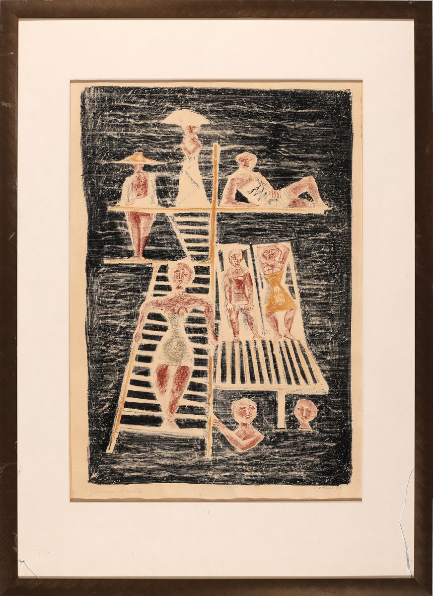 Detail k: Massimo Campigli, 1895-1971, il Trampolino, Farblithographie, handsigniert und dat. 54, bez. épreuve d'artiste, ca. 49x33cm, leicht gebräunt, ...