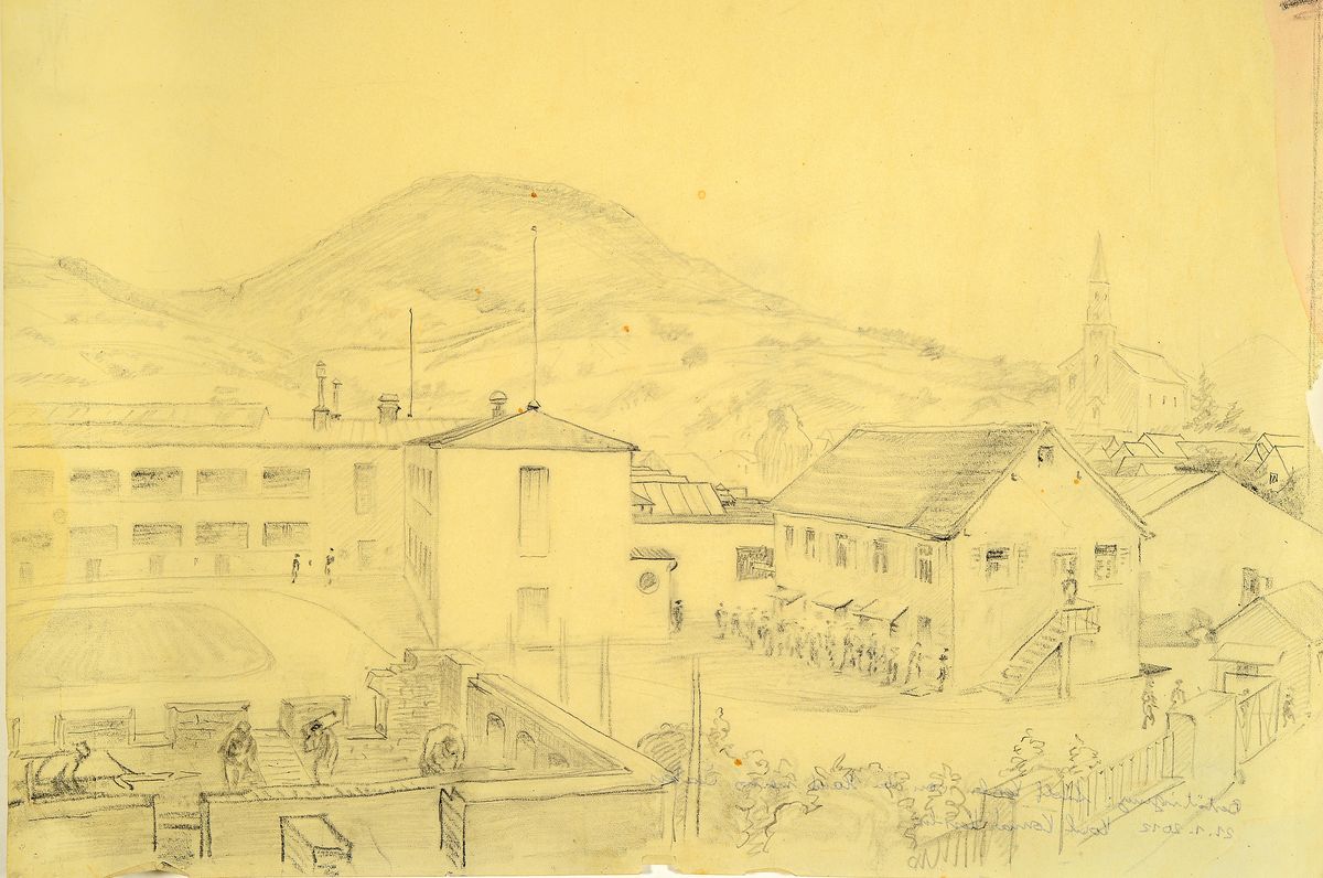 Detail a: Adolf Kessler, 1890 Godramstein-1974, Studium an der Akademie München, hier: 6 Bleistiftskizzen auf Pergamentpapier, alle handschriftlich durch den ...