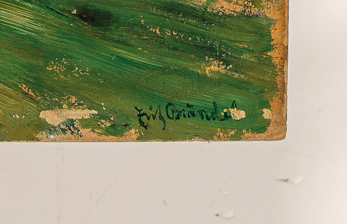 Detail a: Fritz Brändel, 1869 Thonberg bei Leipzig-1945 Herrsching am Ammersee, studierte bei Th. Hagen in Weimar, hier: Gewitter über sommerlicher ...