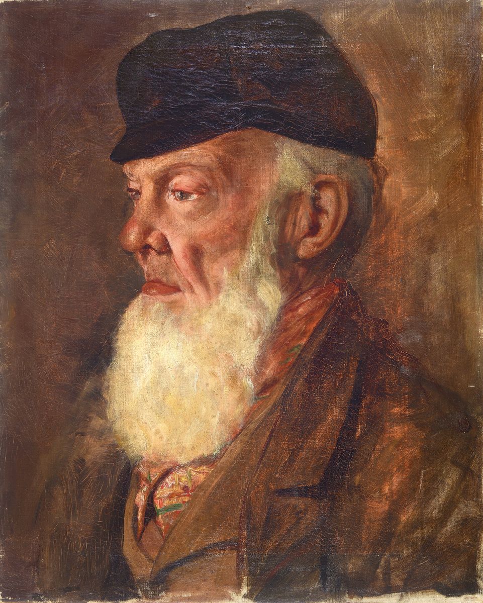 Unbekannter Künstler, um 1900, Charakterkopf, Profilporträt eines bärtigen Mannes mit Mütze, Öl/Lwd, feine Malerei des qualitätvollen ...