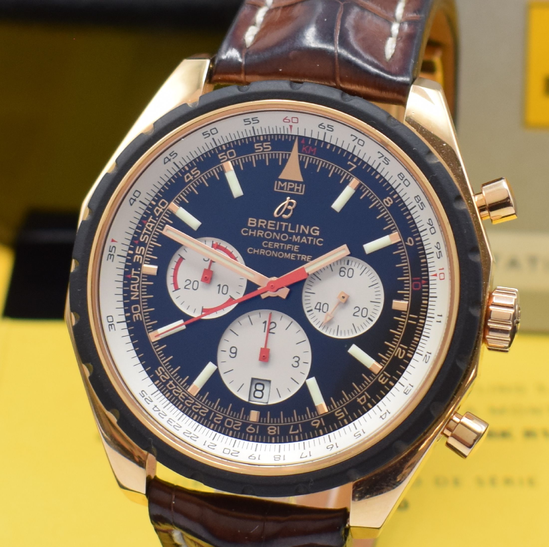 Detail a: BREITLING auf 500 Stück limitierter Armbandchronograph Chrono-Matic 49 in Roségold 750/000 Referenz R14360, Automatik, Boden verschr., orig. ...