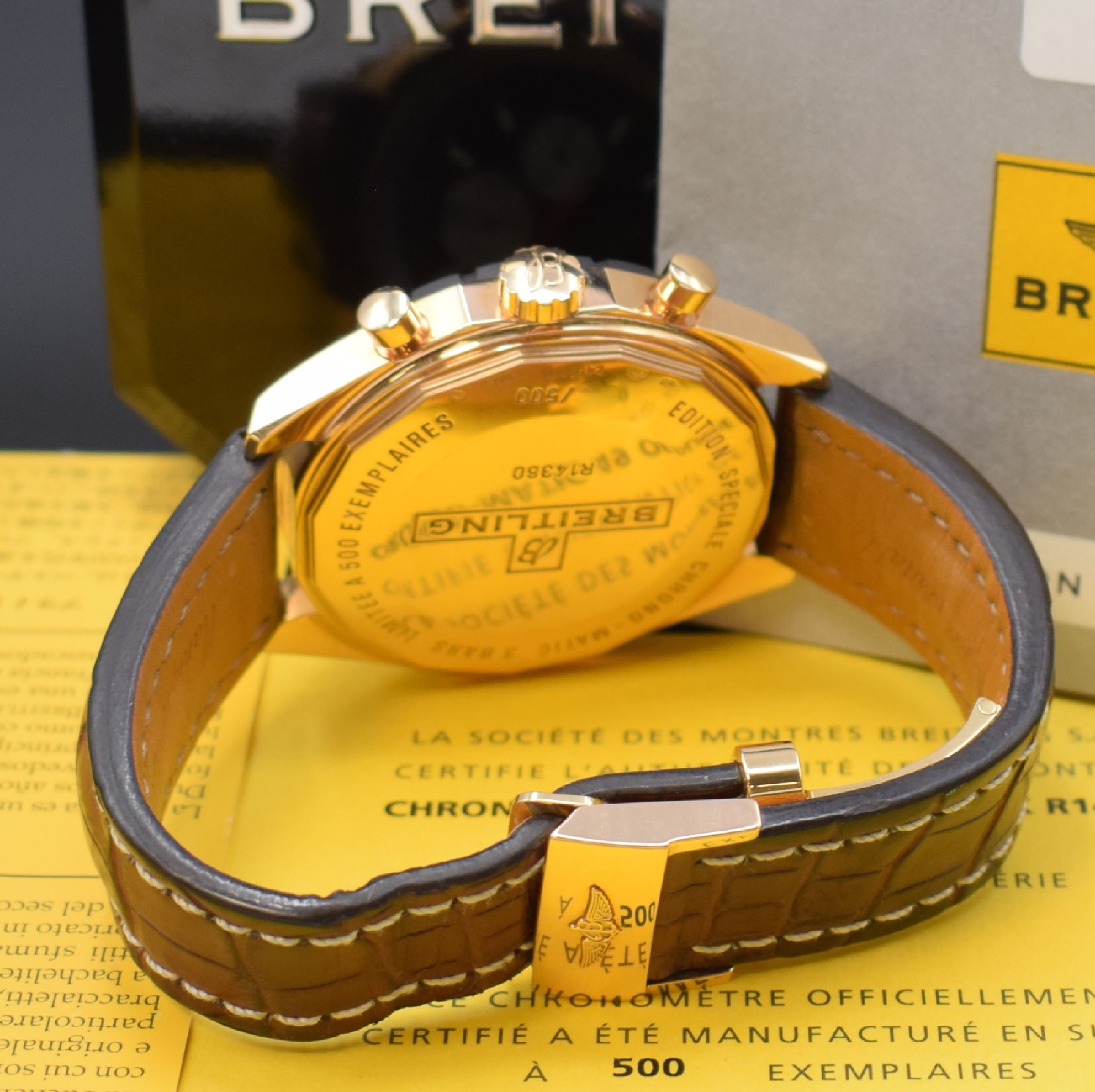Detail b: BREITLING auf 500 Stück limitierter Armbandchronograph Chrono-Matic 49 in Roségold 750/000 Referenz R14360, Automatik, Boden verschr., orig. ...