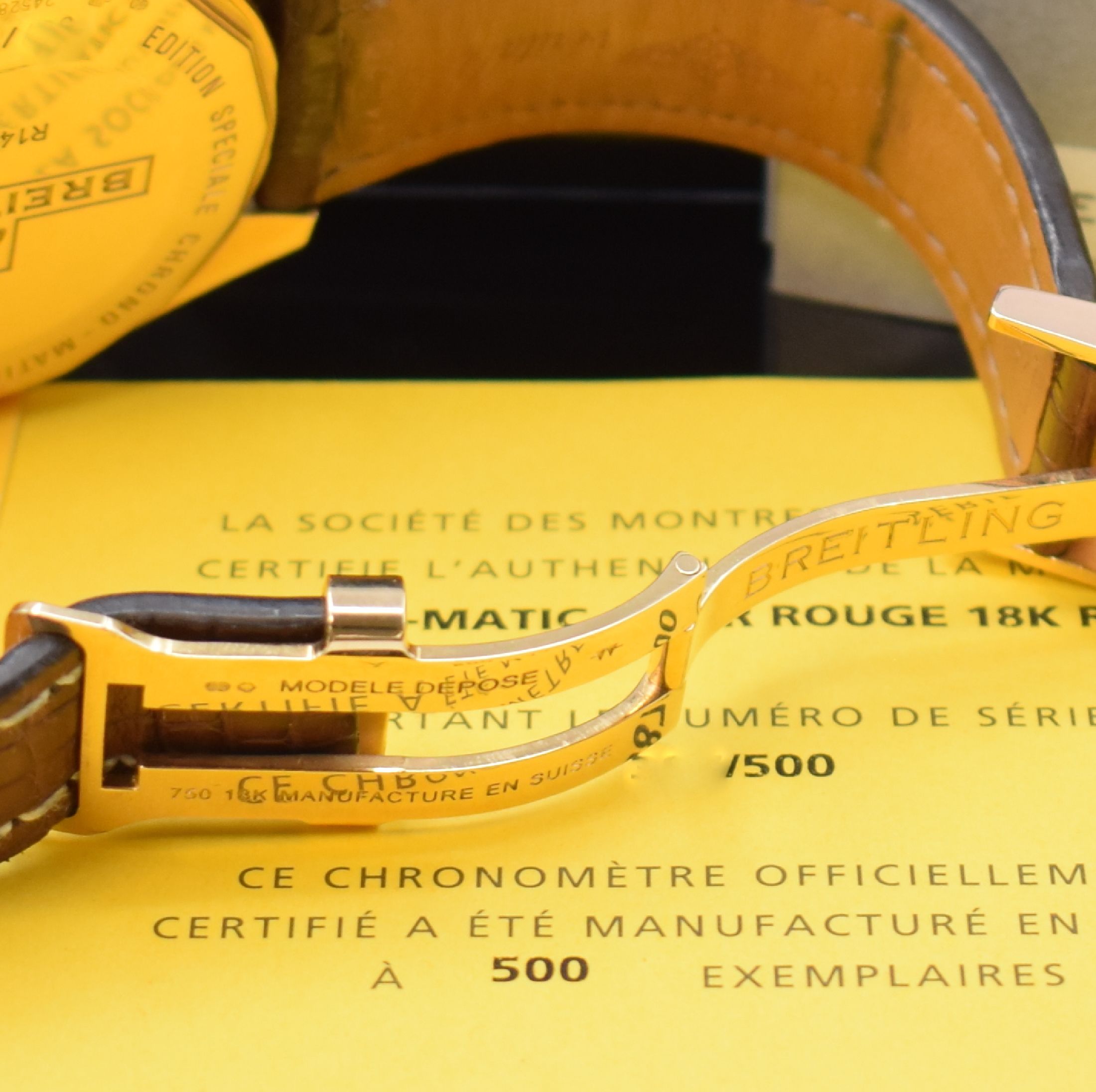 Detail c: BREITLING auf 500 Stück limitierter Armbandchronograph Chrono-Matic 49 in Roségold 750/000 Referenz R14360, Automatik, Boden verschr., orig. ...