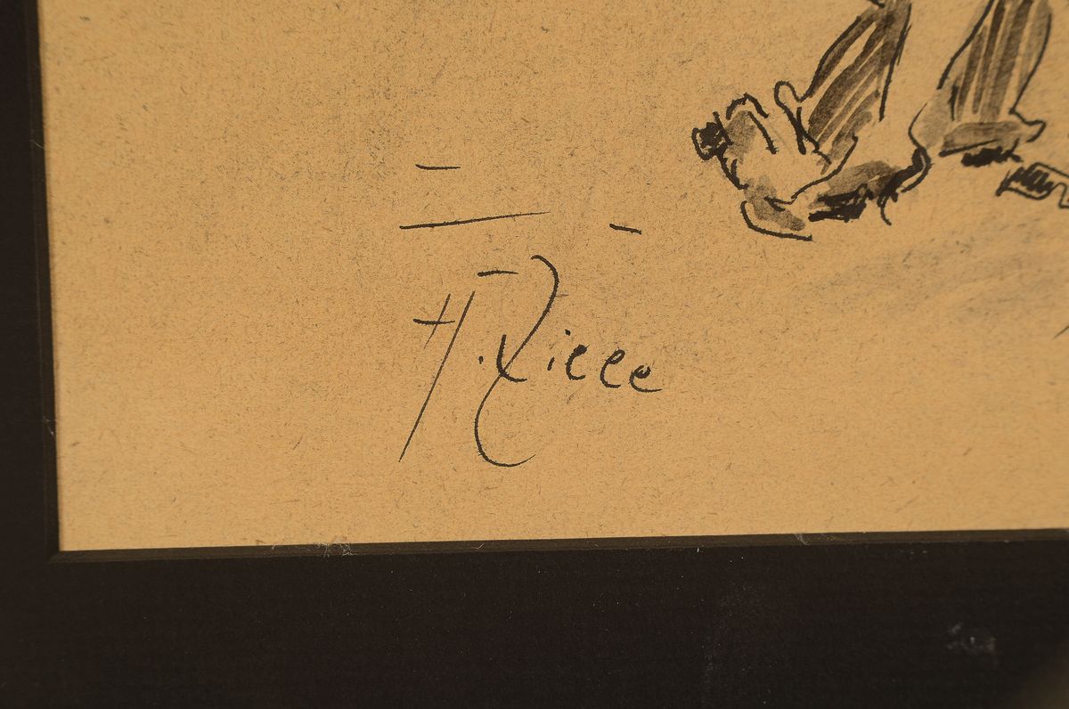 Detail a: Zuschreibung: Heinrich Zille, 1858 Radeburg - 1929 Berlin, Tuschezeichnung, Figurengruppe beim ausgelassenen Tanz, 4 Pärchen in variantenreicher ...