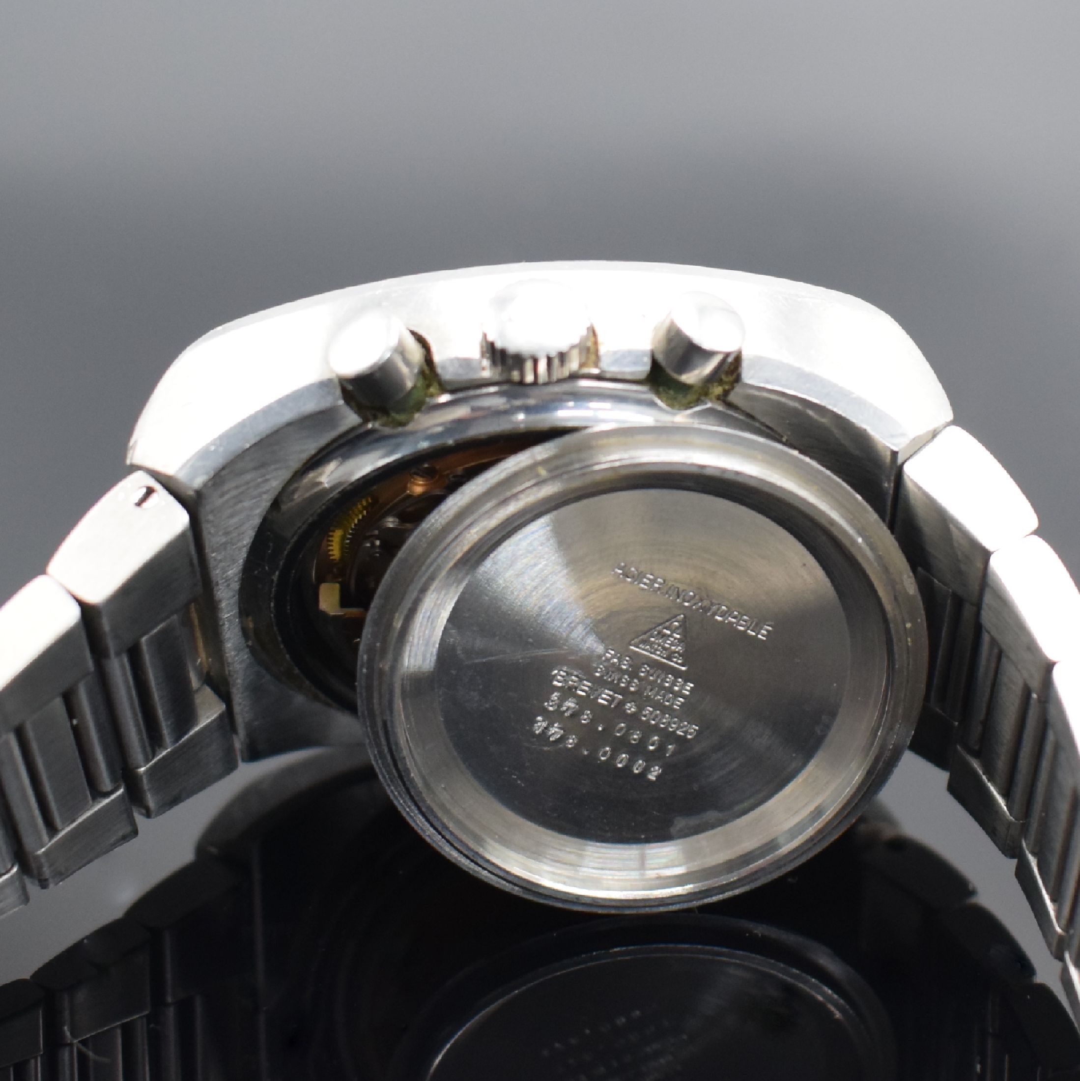 Detail g: OMEGA Speedmaster 125 Herrenarmbanduhr mit Chronograph in Chronometerqualität Referenz 378.0801/178.0002, Schweiz um 1975, Automatik, massives ...