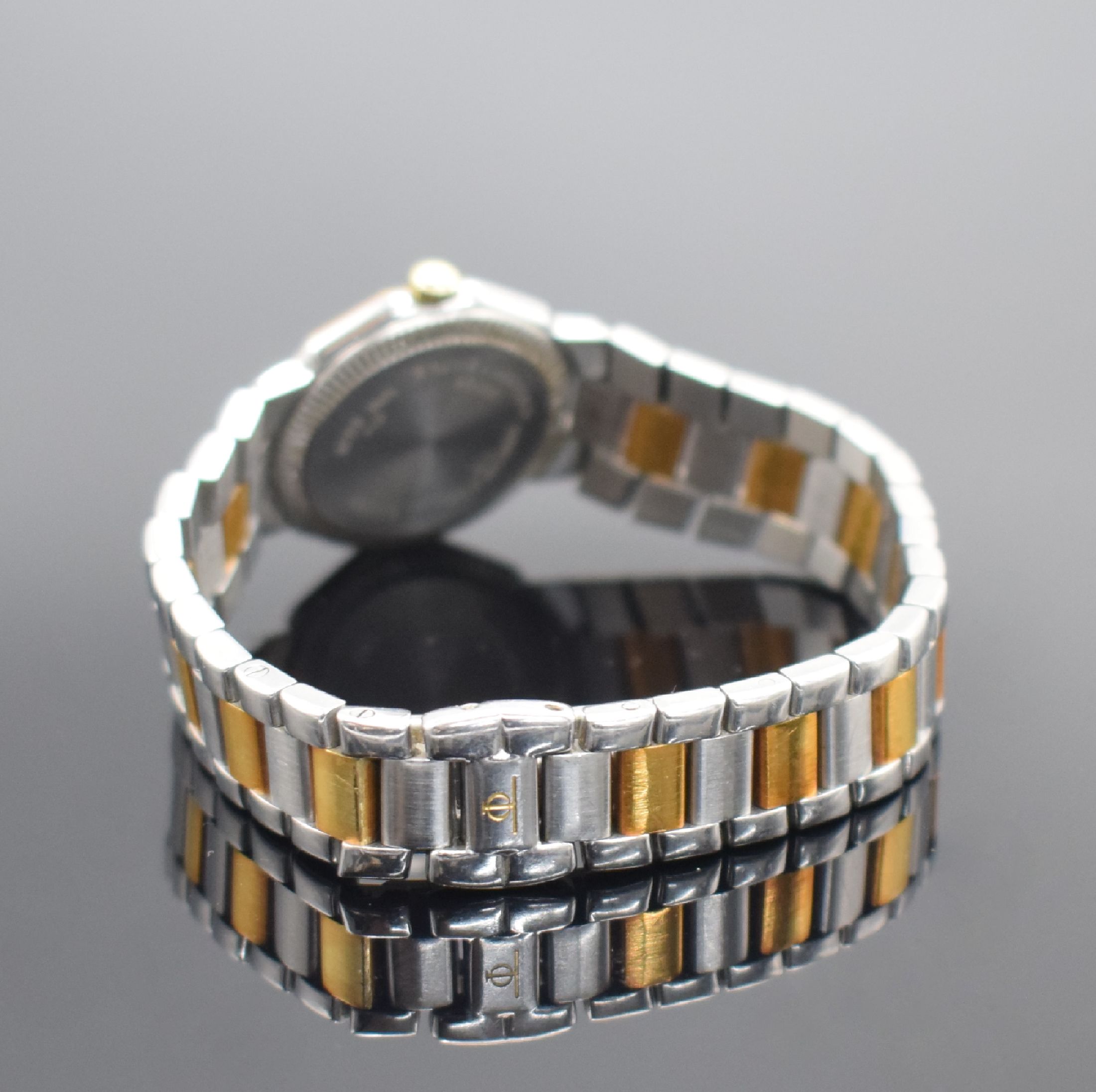 Detail b: BAUME & MERCIER Riviera Damenarmbanduhr in Stahl/Gold Referenz 5231.3, Schweiz um 1990, quarz, Gliederband m. Faltschl., Boden geschr., cremefarb. ...