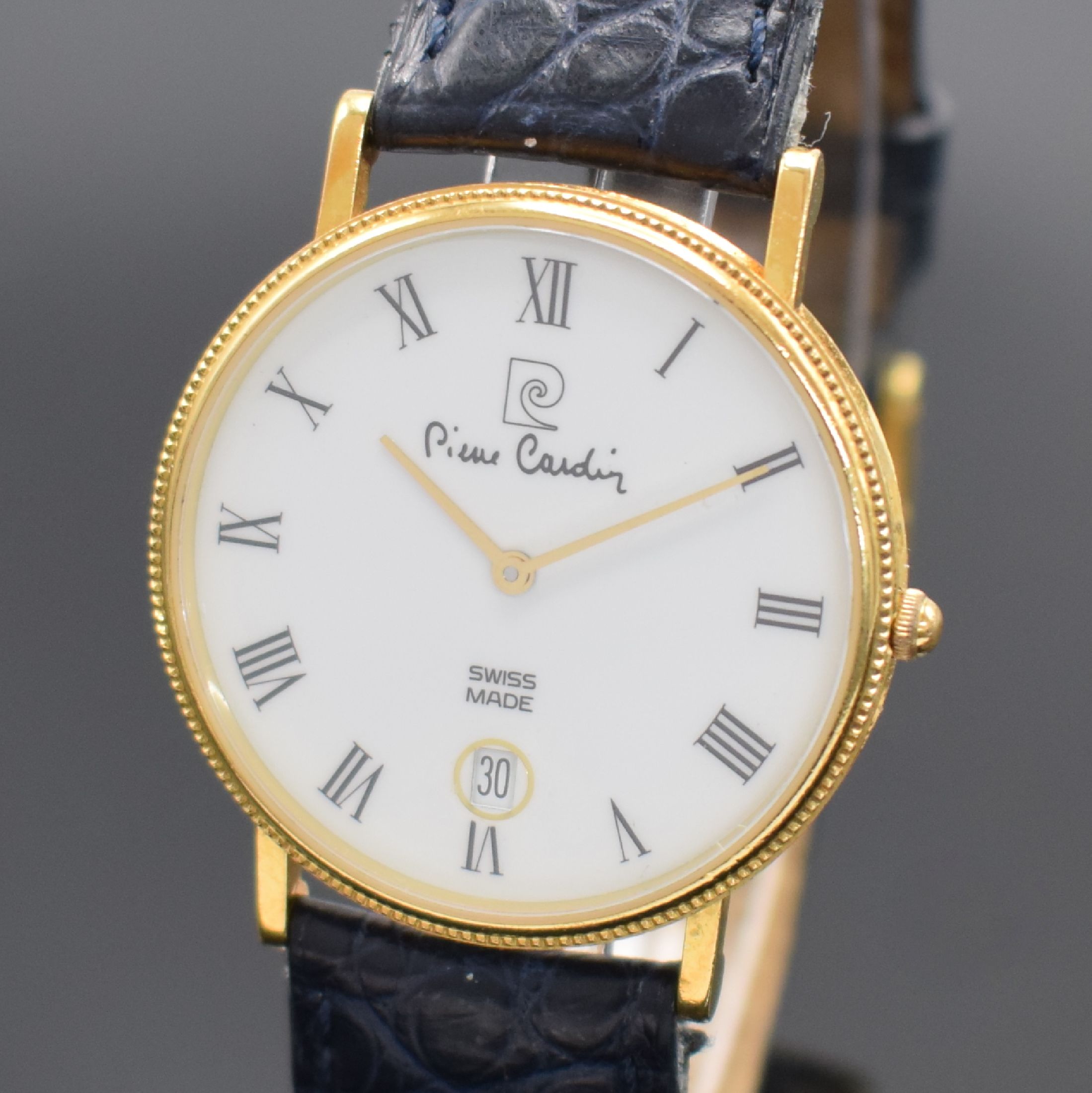 Detail a: PIERRE CARDIN Armbanduhr in GG 750/000, Schweiz verk. lt. beil. Garantie 06/1994, quarz, Boden aufgedr., Münzrand, Saphirglas, weißes Zifferbl. m. ...