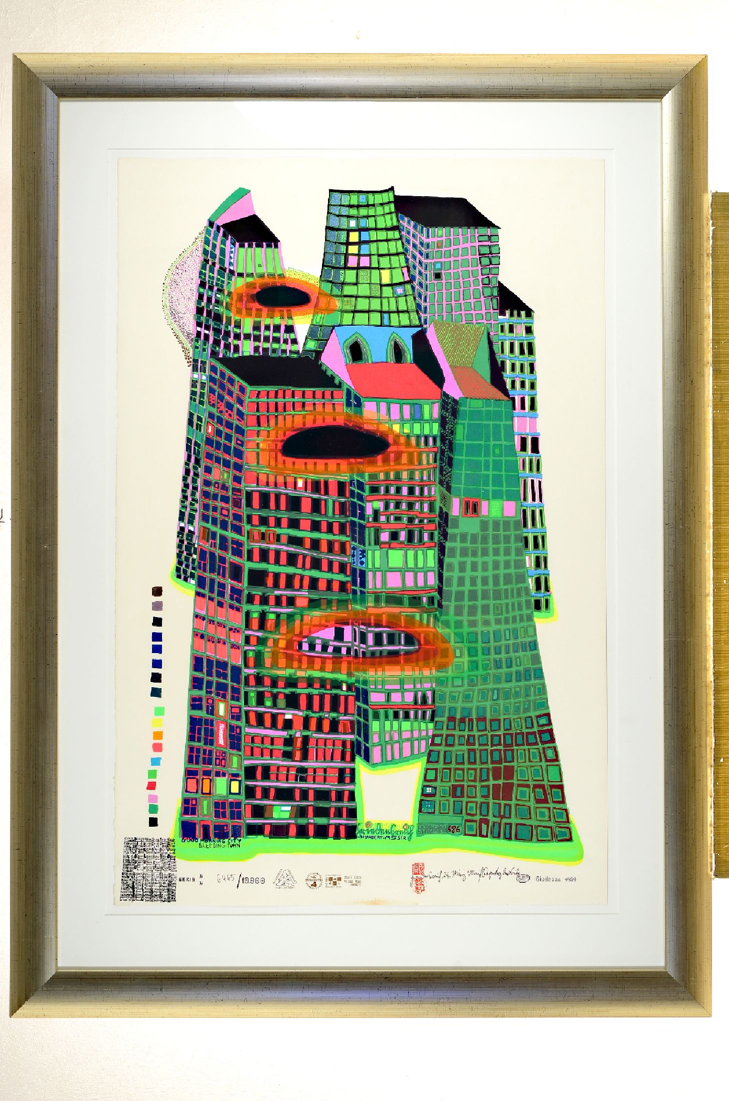 Friedensreich Hundertwasser, 1928 - 2000, Farbsiebdruck mit Metallprägung auf Karton Fabriano, (mit Trockenstempel), handsigniert, datiert und ...