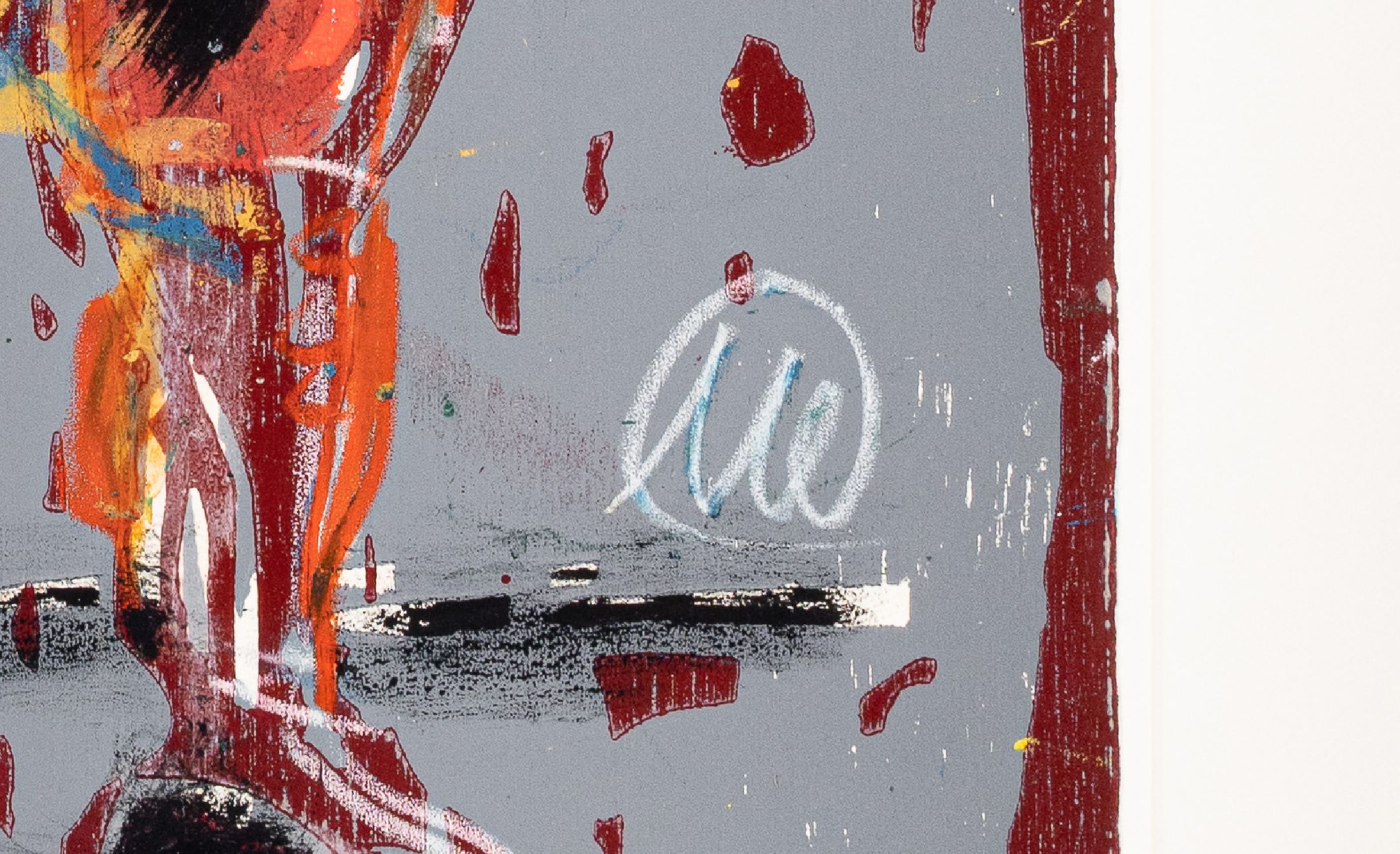 Detail a: Markus Lüpertz, geb. 1941, Öl/Holzschnitt auf kräftigen Velin, Unikat aufgrund Handübermalung, monogrammiert, 1995, 77 x 50 cm, rückseitig ...